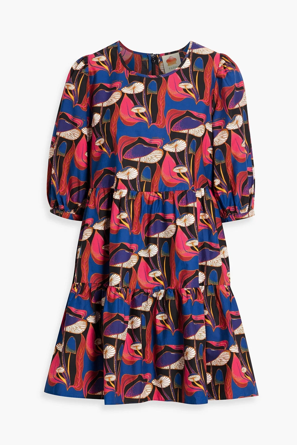 Tiered printed cotton-poplin mini dress - 1