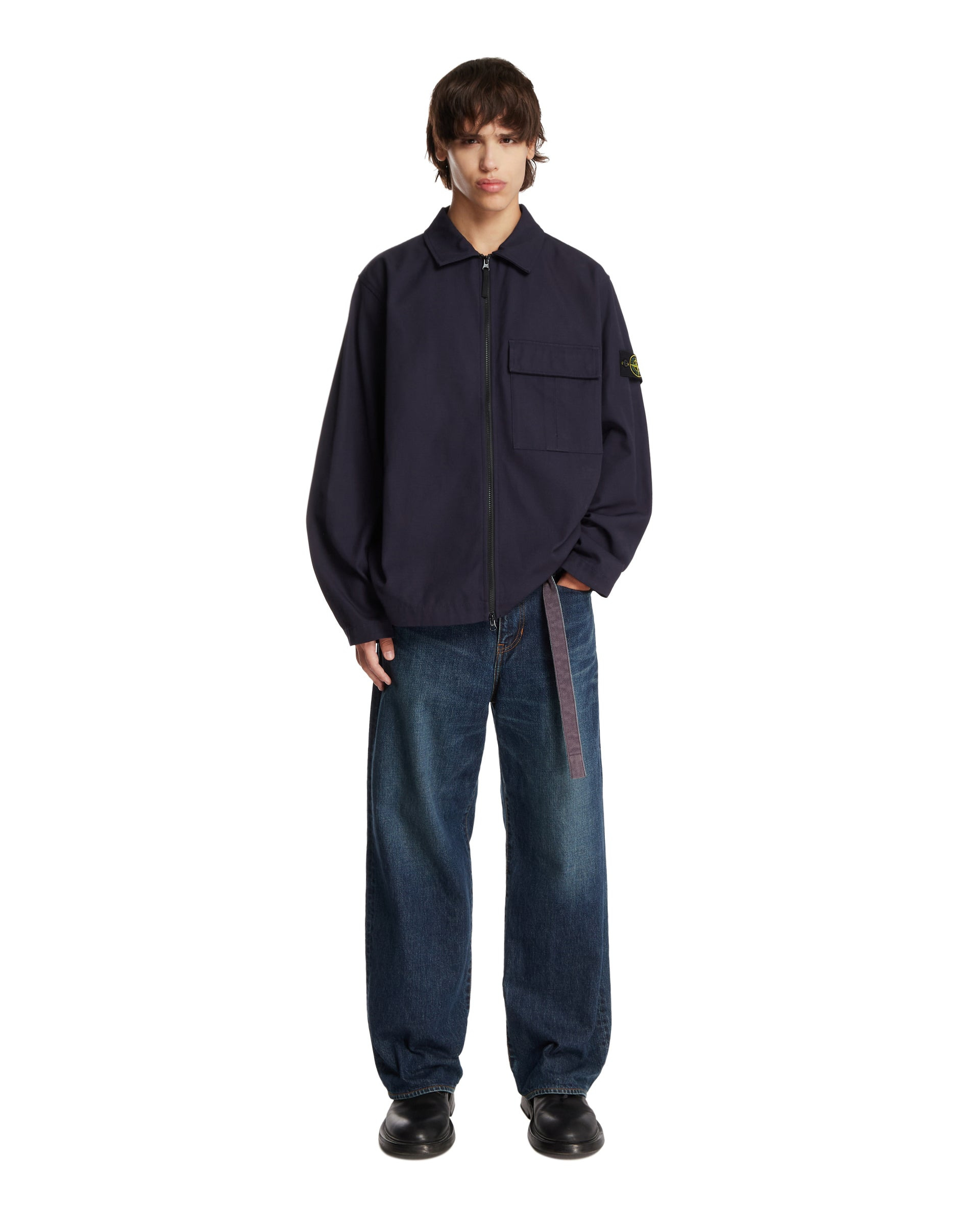 Blue Cotton Zip Overshirt - 2