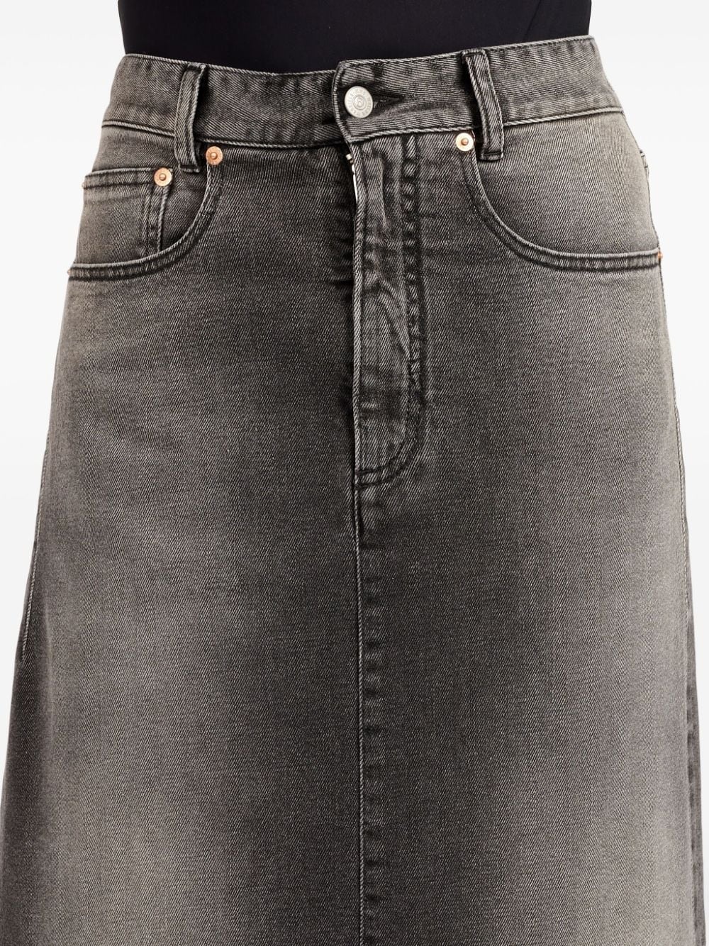 logo-patch denim skirt - 7