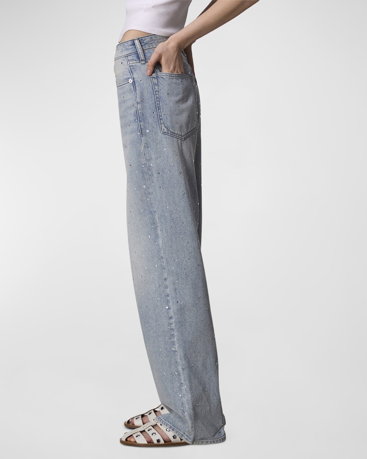 Logan Wide-Leg Rhinestone Jeans - 3