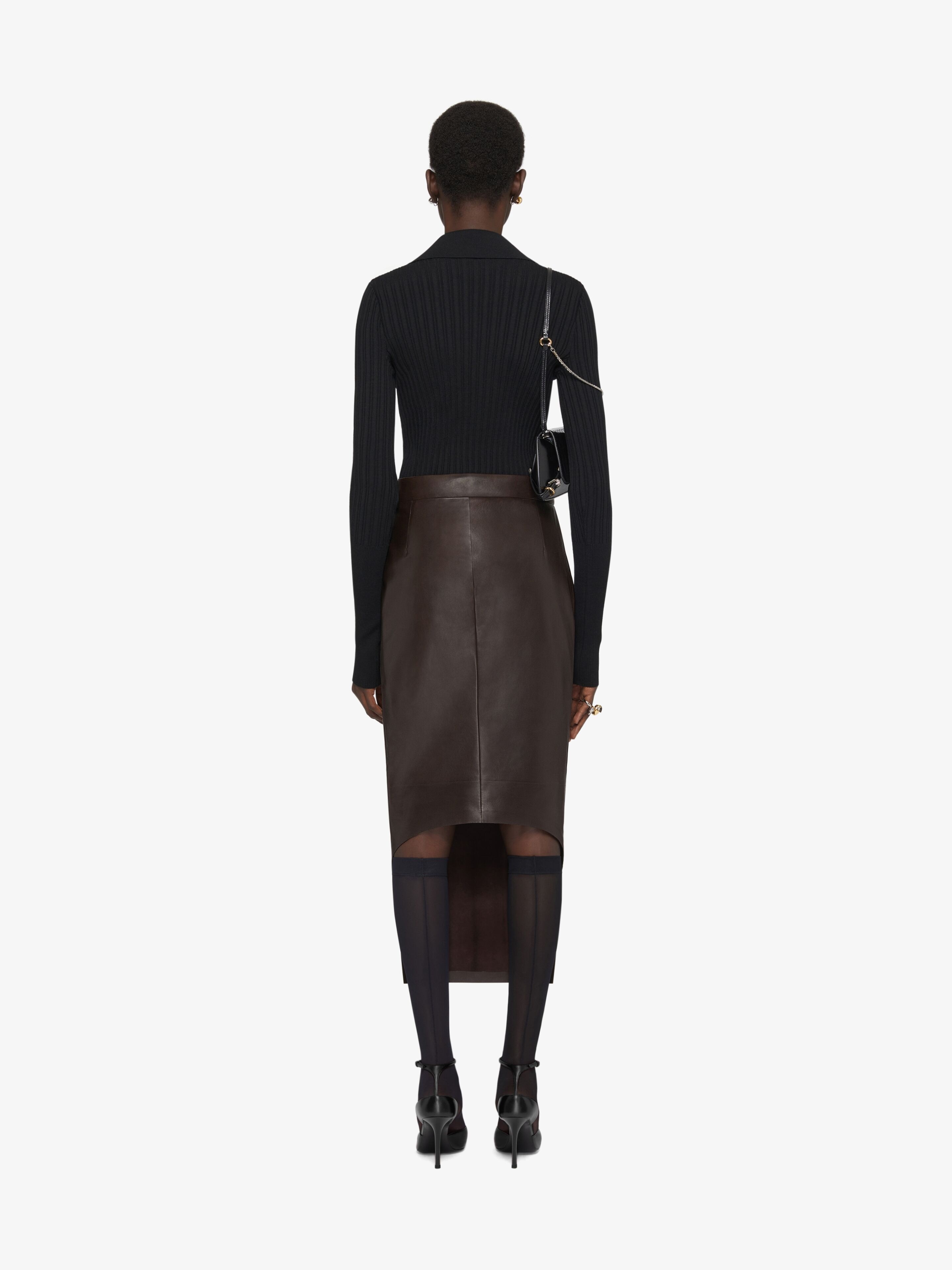 ASYMMETRIC PRINTED SKIRT IN LEATHER - 4