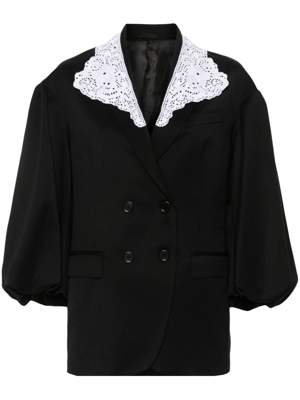 lace-appliquÃ© double-breasted blazer - 1