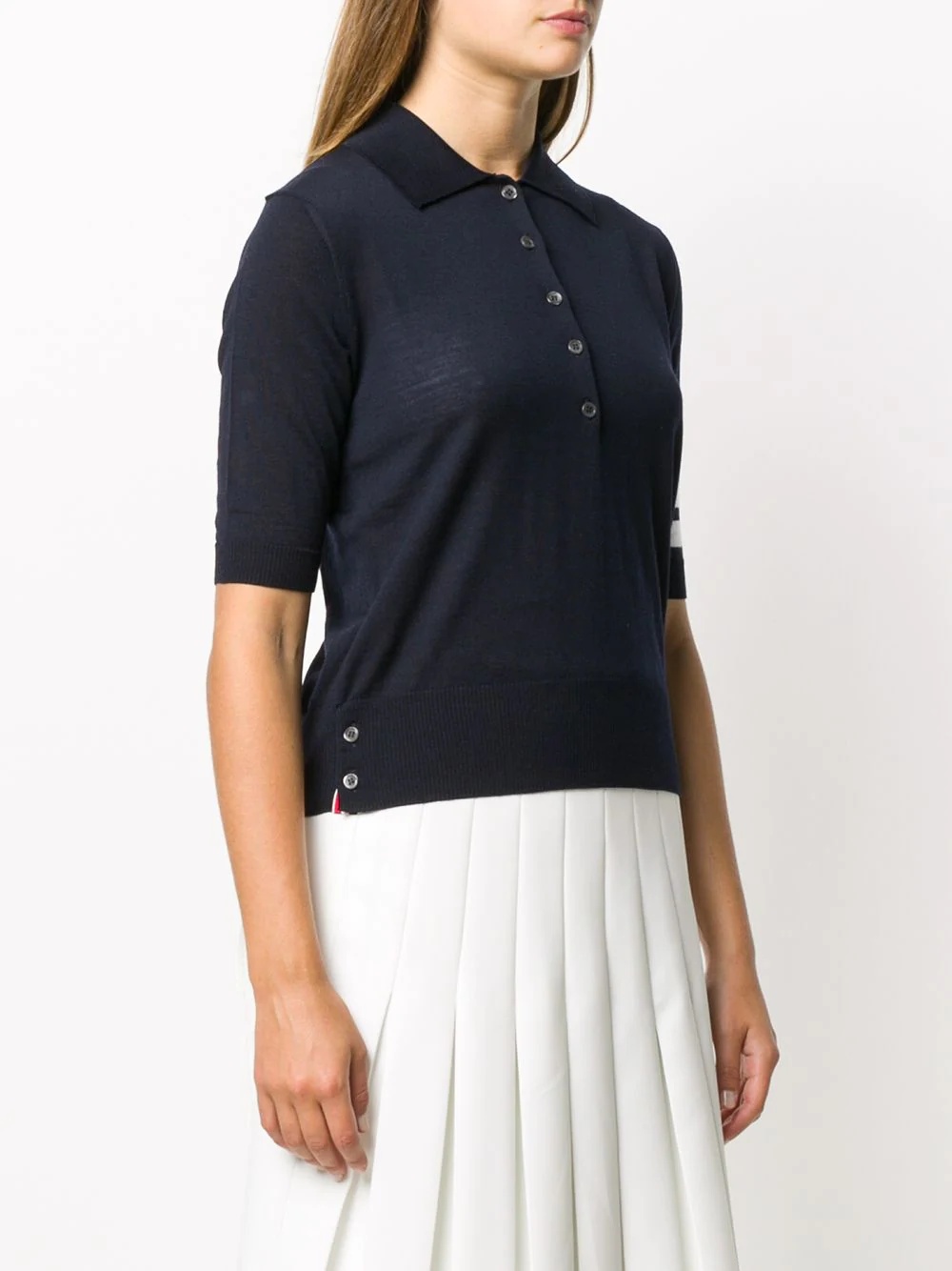 merino polo top with stripe detail - 3