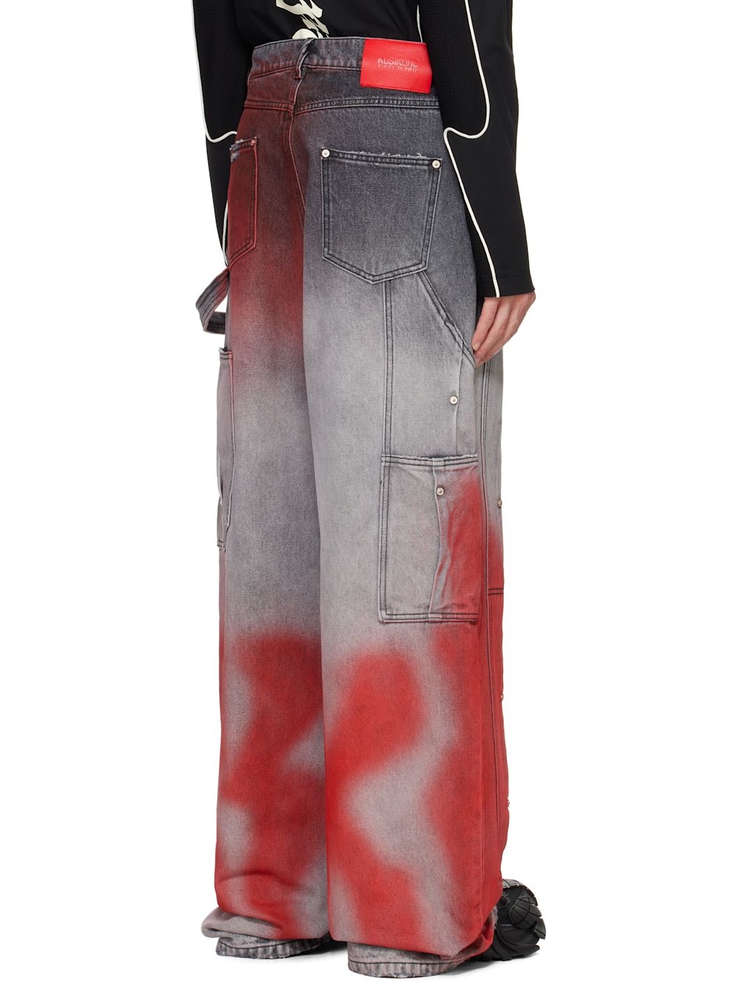 Gray & Red Workwear Multi Rivet Jeans - 3