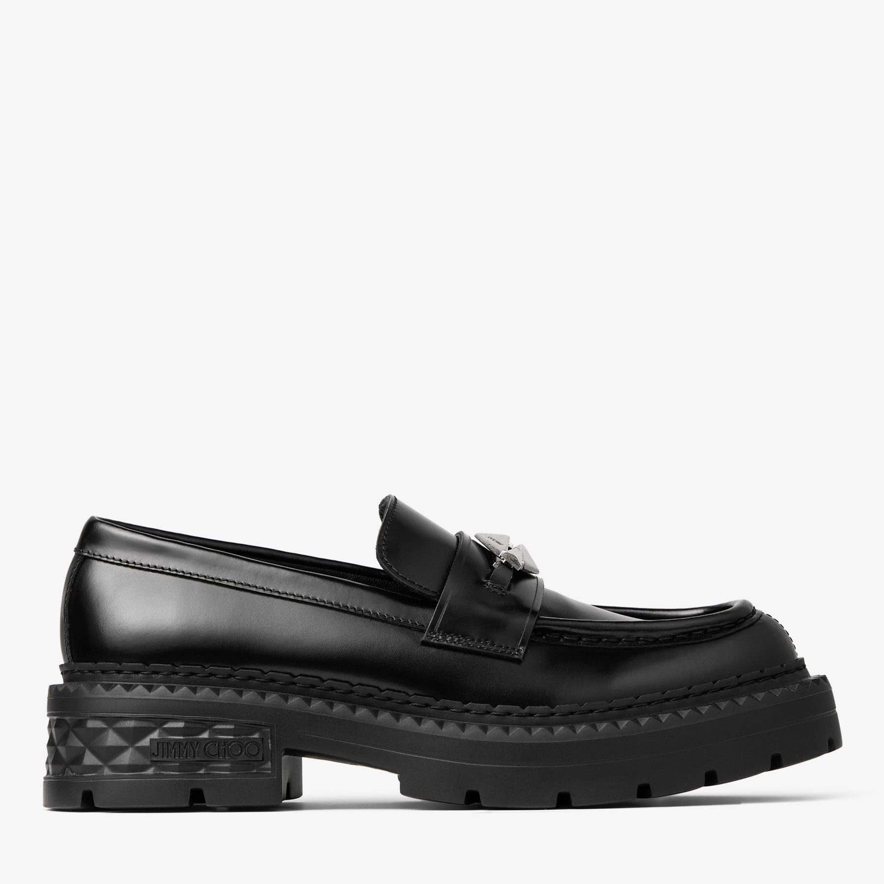 JIMMY CHOO Marlow Diamond/M Black Leather Shoes | REVERSIBLE