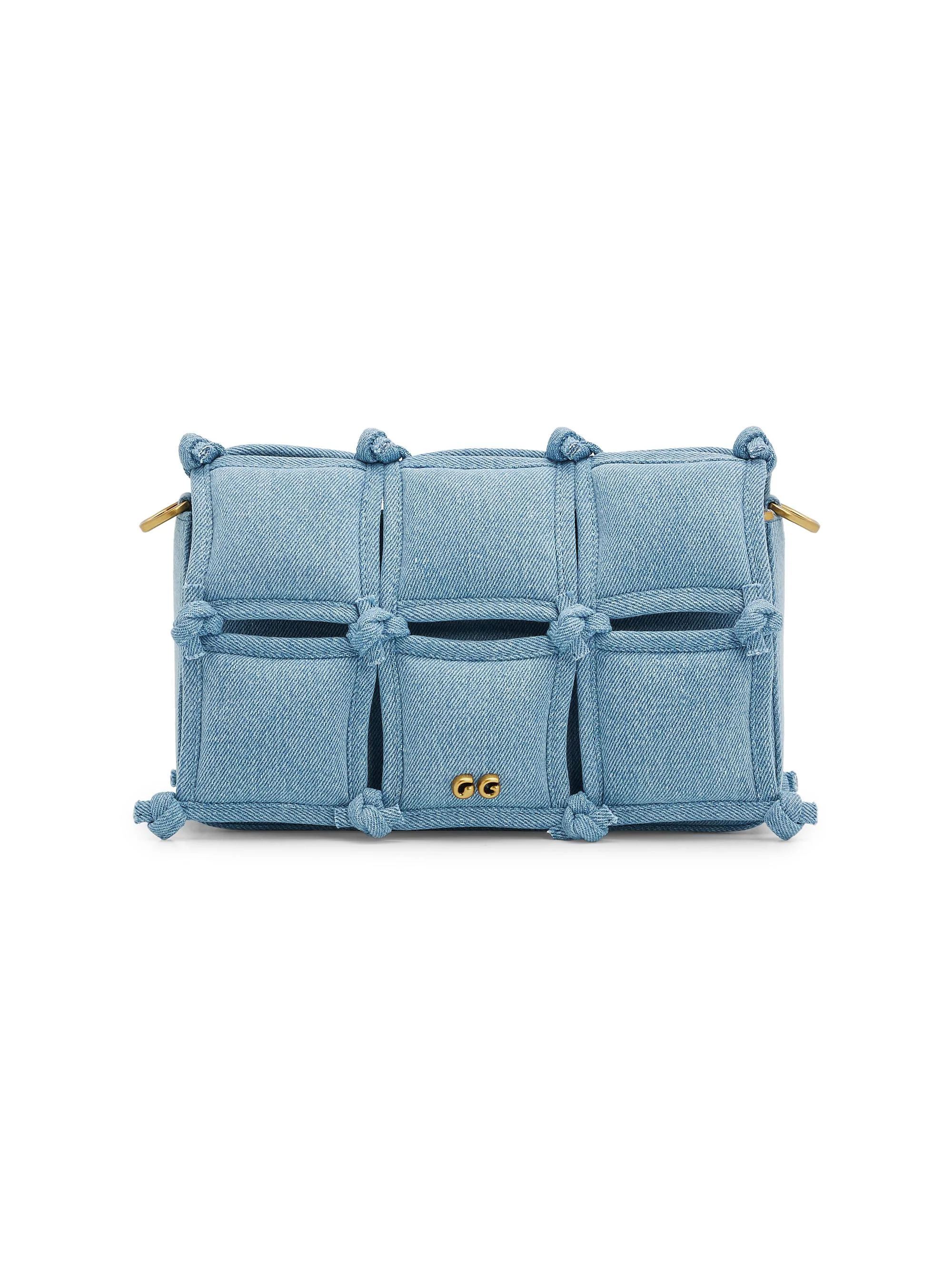 Women's Puff Denim Crossbody Bag - Vintage Blue - 1
