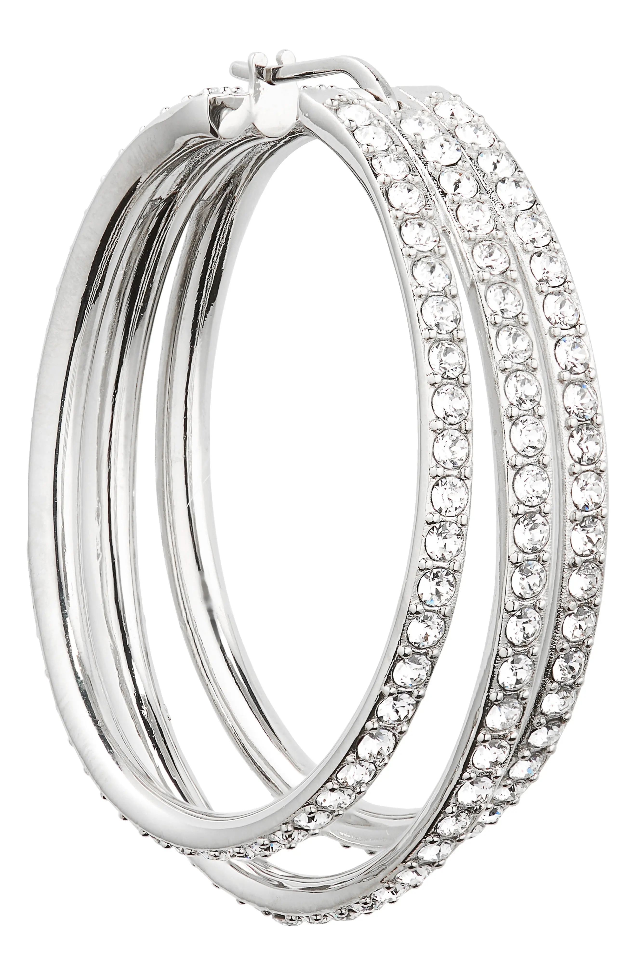 Vittoria Hoop Earrings in White Crystal/Silver Base - 5