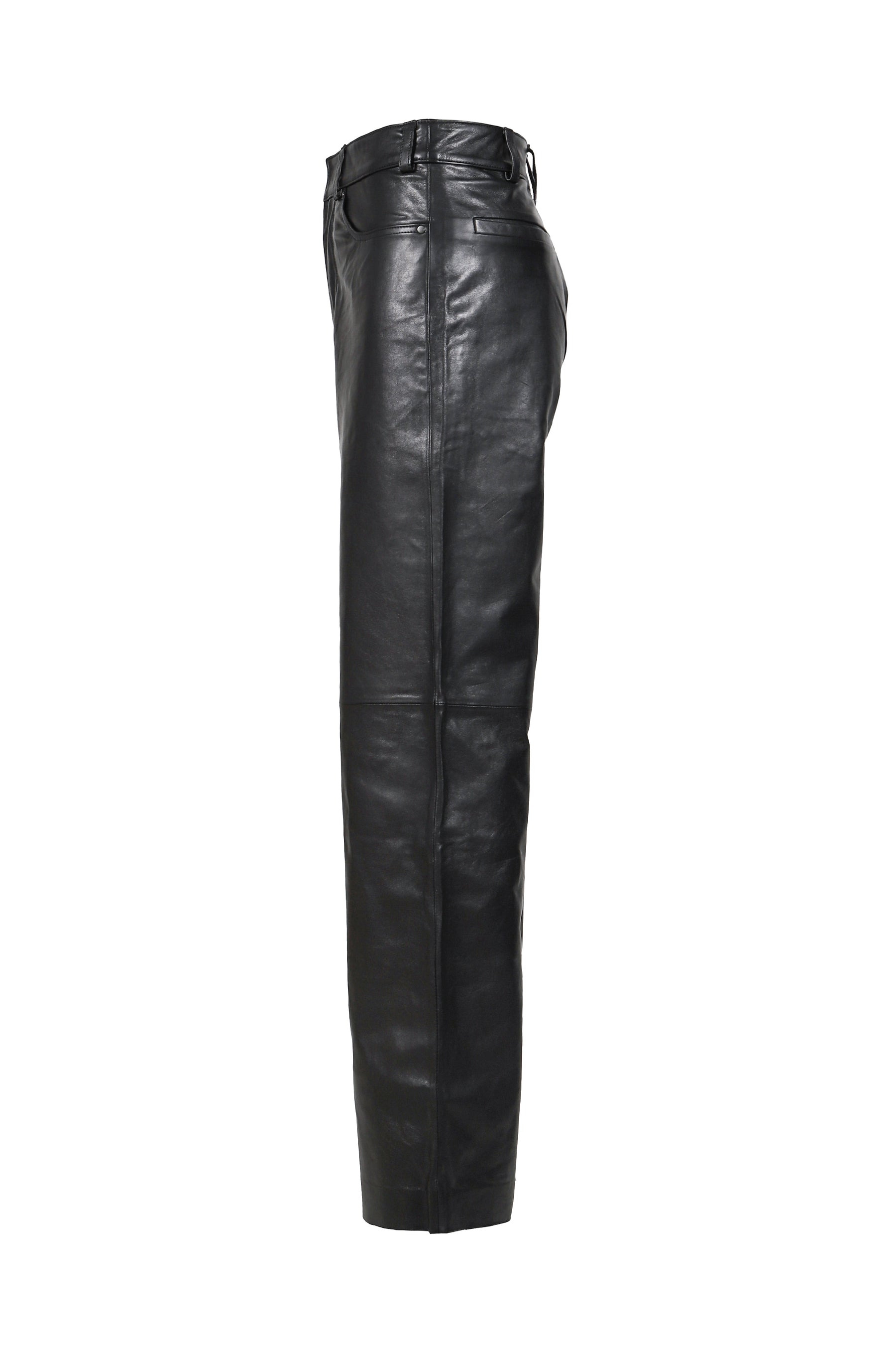 LEATHER STRAIGHT LEG PANT / BLK - 3