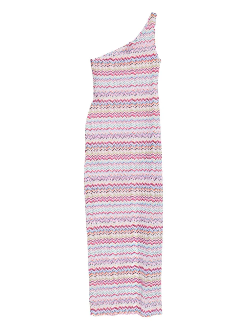 one-shoulder chevron maxi dress - 1