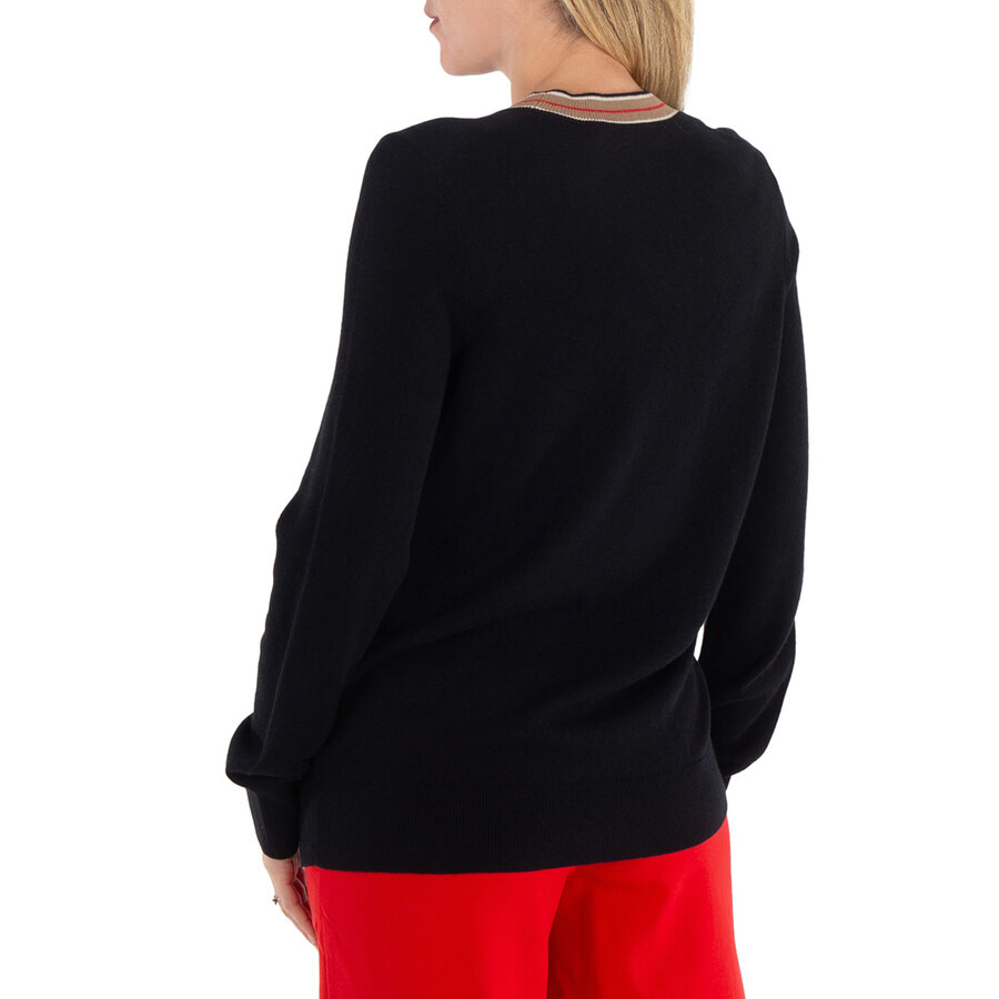 Burberry Black Stripe Cashmere Collar Sweater - 4
