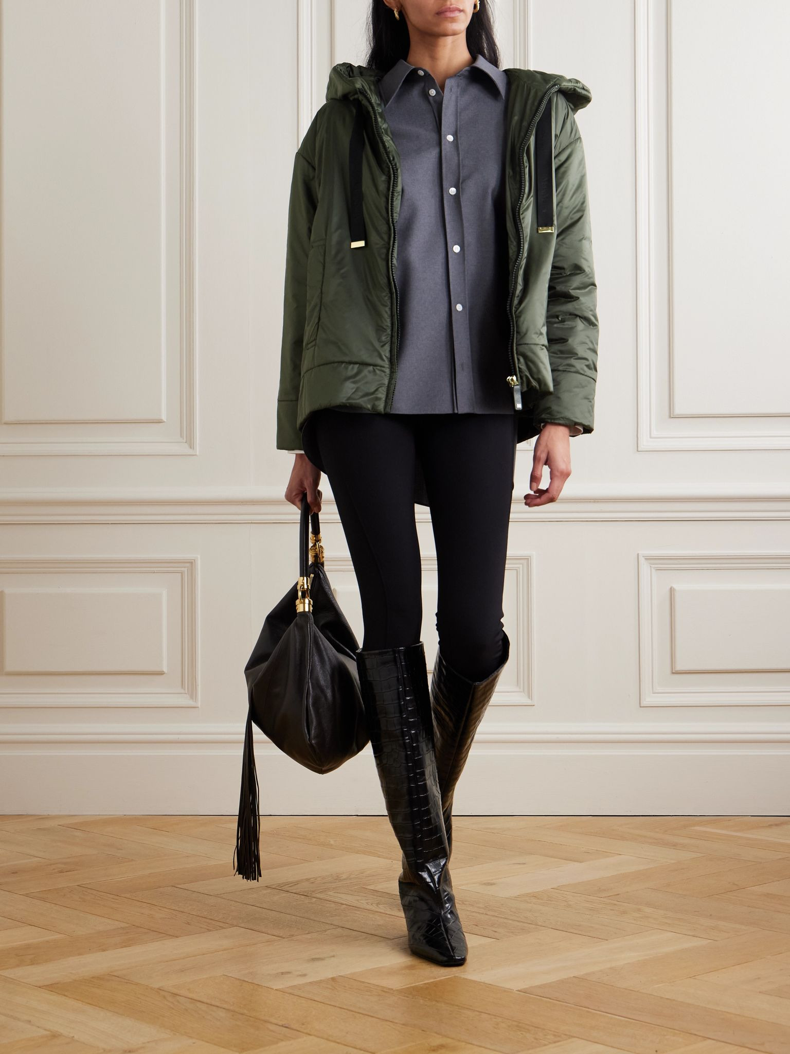 The Cube Daria hooded padded shell jacket Dark green - 2