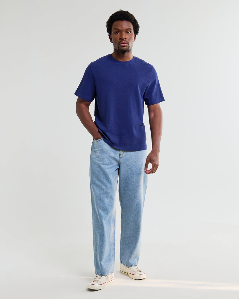 Wax London Dean - Cobalt Blue Textured Organic Cotton T-Shirt outlook
