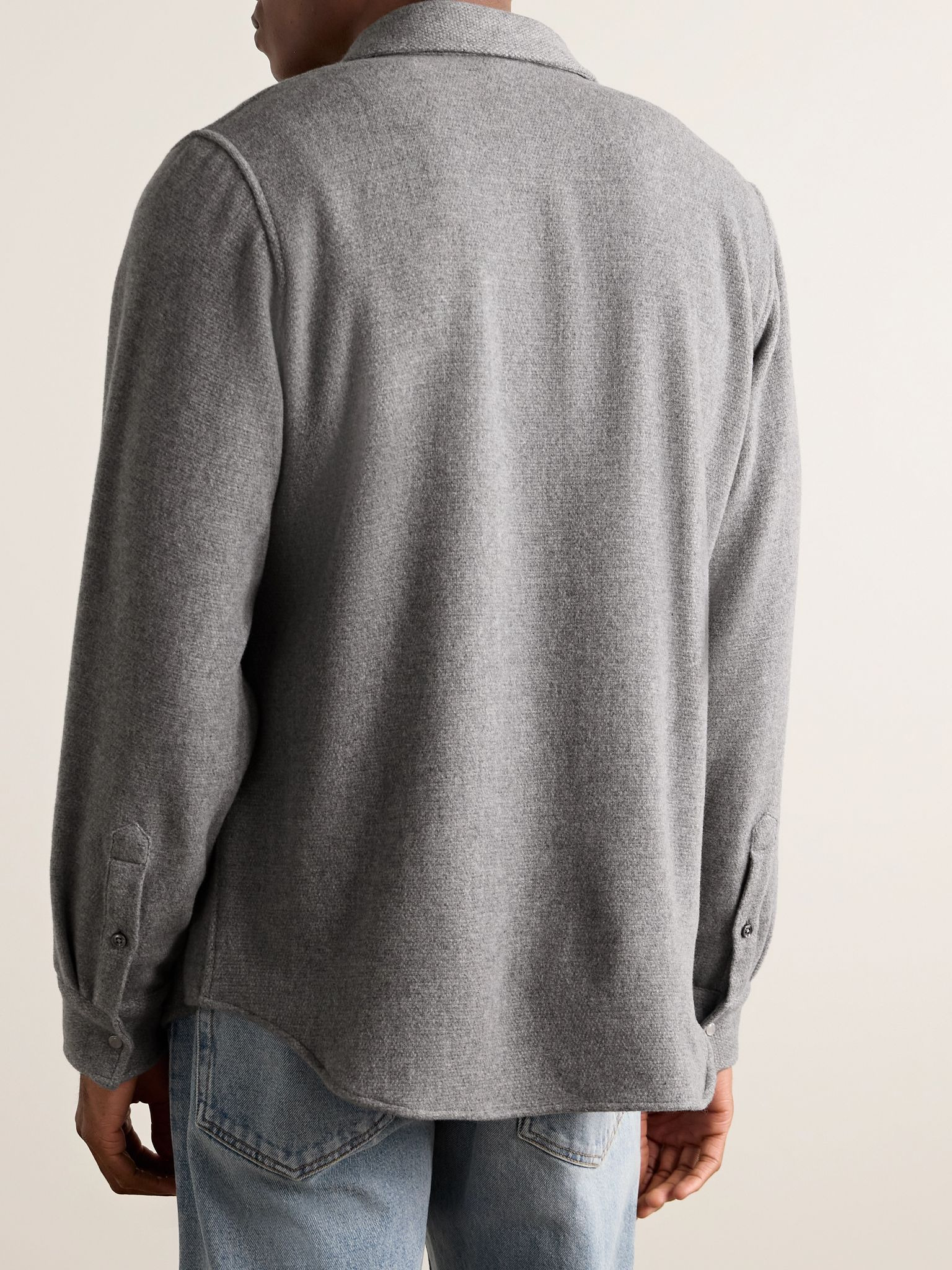 Brushed-Cashmere Shirt Gray - 3