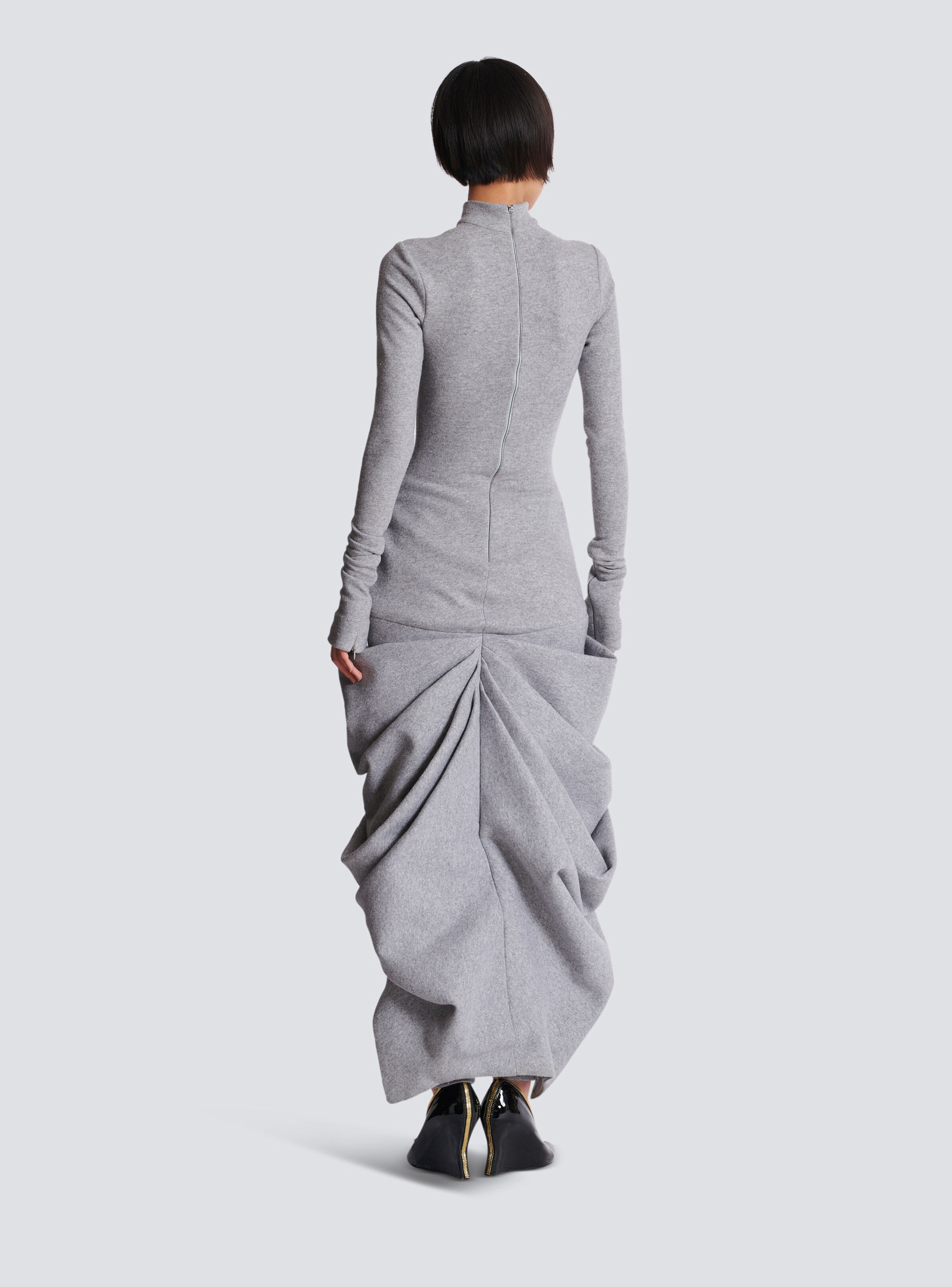 Long draped cotton knit dress - 4