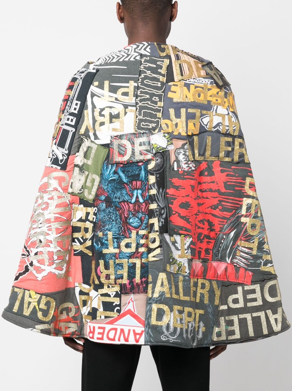 logo-patchwork cotton cape - 4