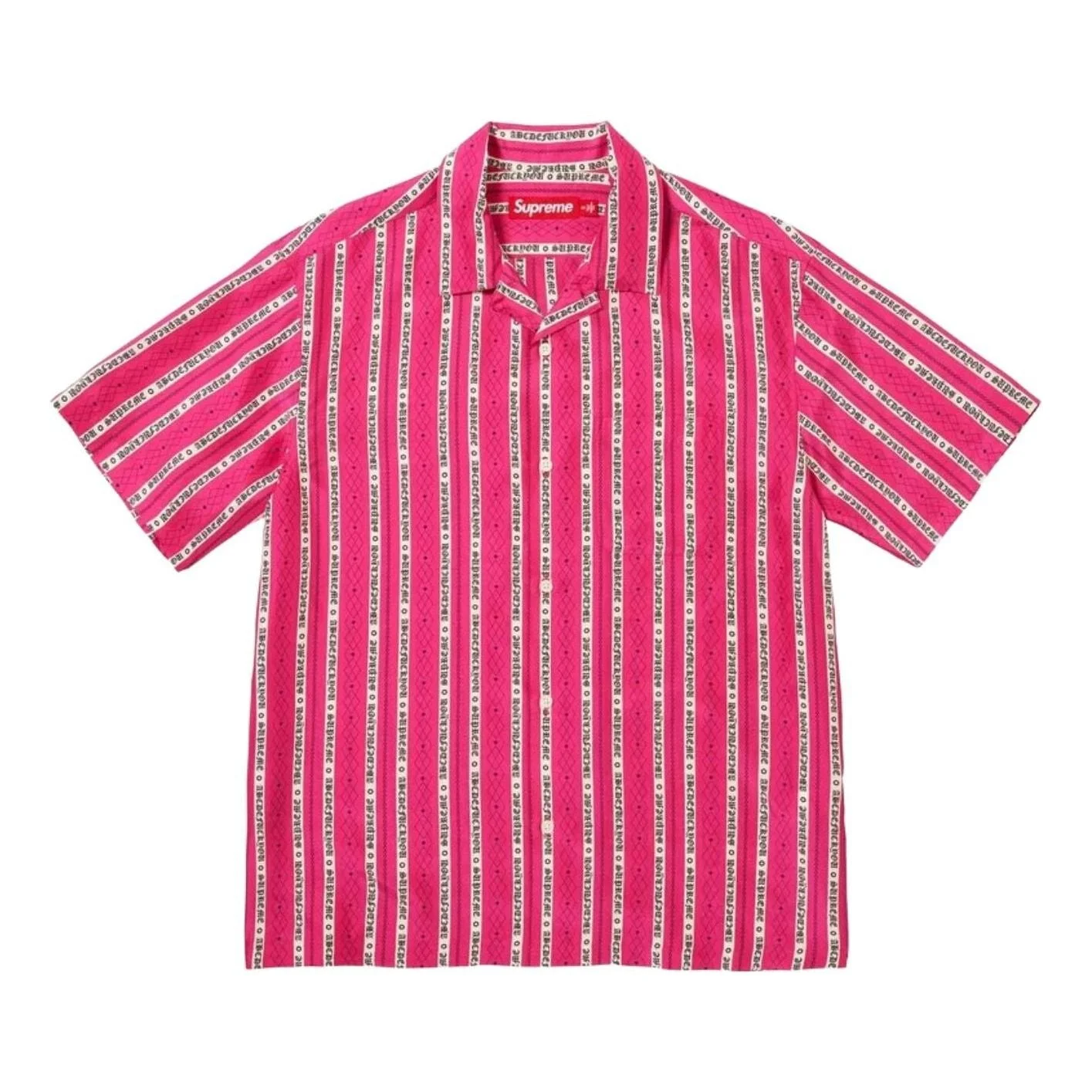 Supreme SS26 Old English Stripe Silk S/S Shirt 'Magenta' SUP-SS26-299-MGT - 1