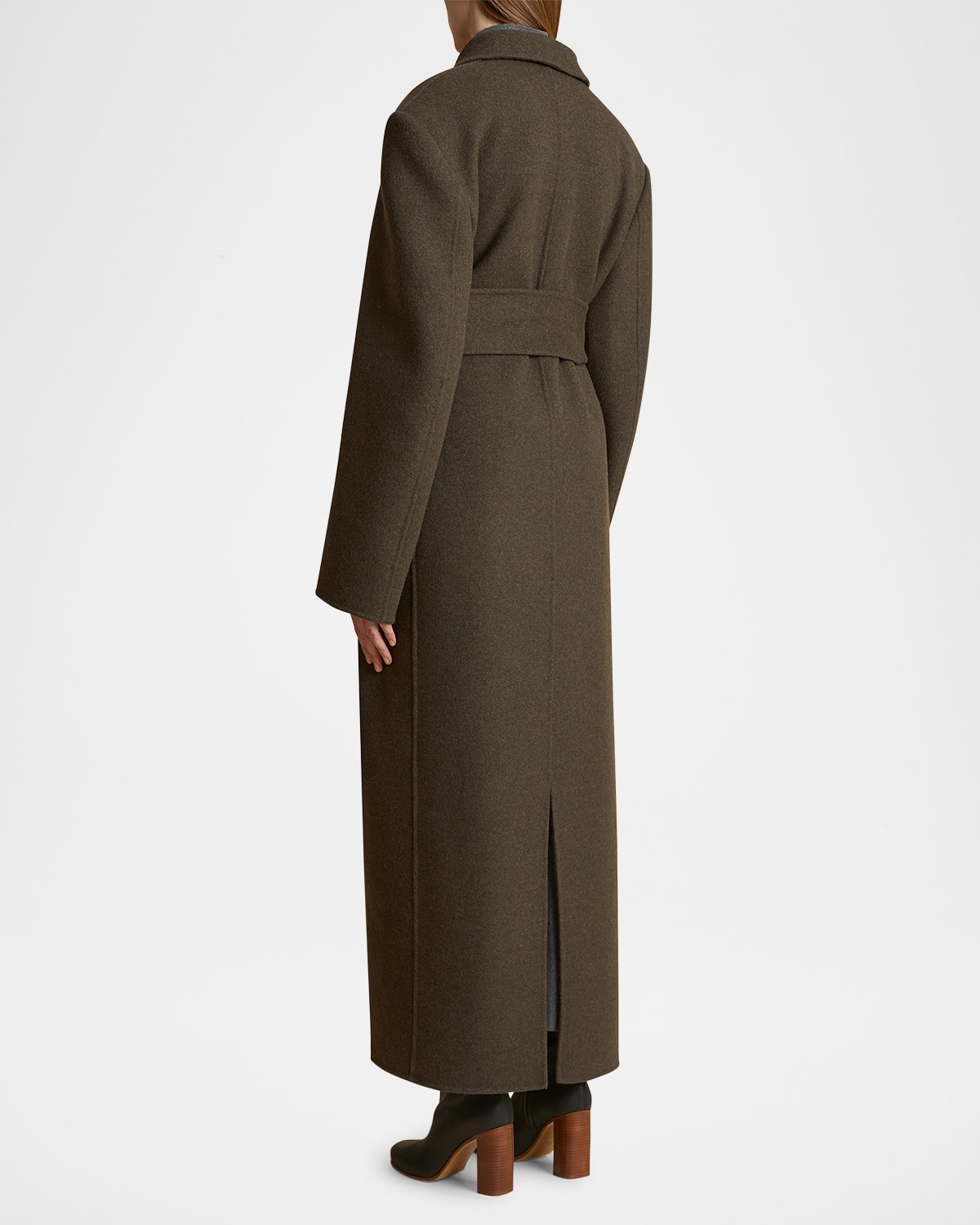 Lea Long Belted Double-Faced Wool Coat - 4