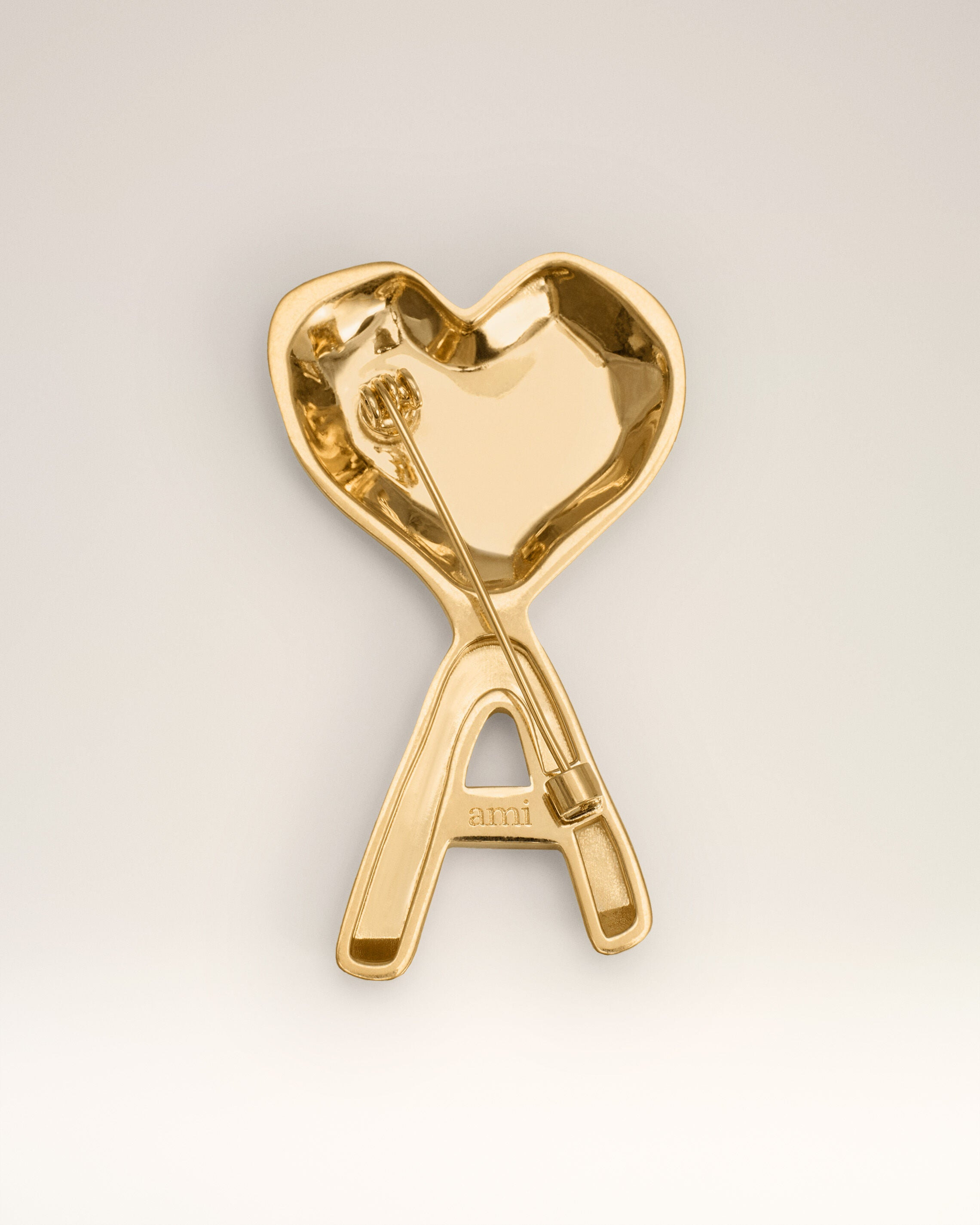 GOLD BRASS HAMMERED AMI DE COEUR PIN - 4