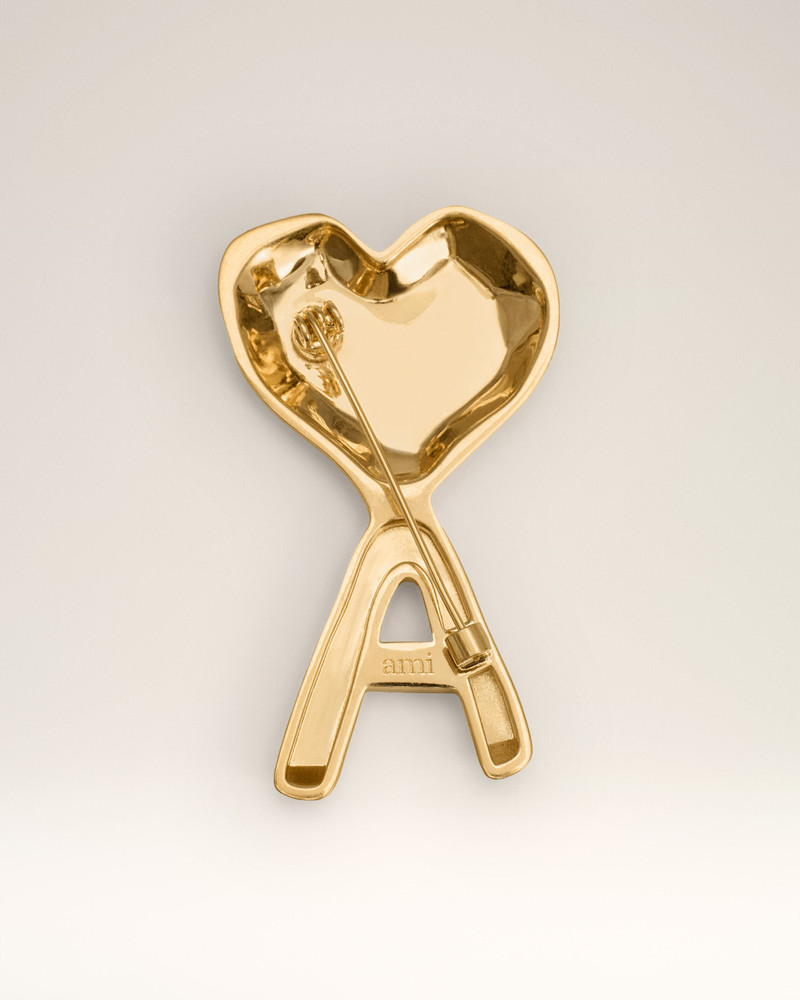GOLD BRASS HAMMERED AMI DE COEUR PIN 4