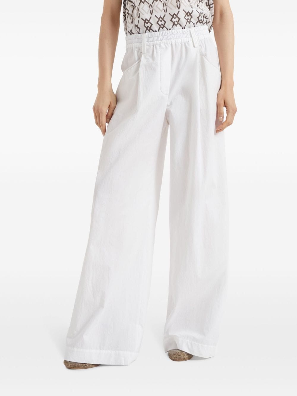 wide-leg cotton trousers - 3