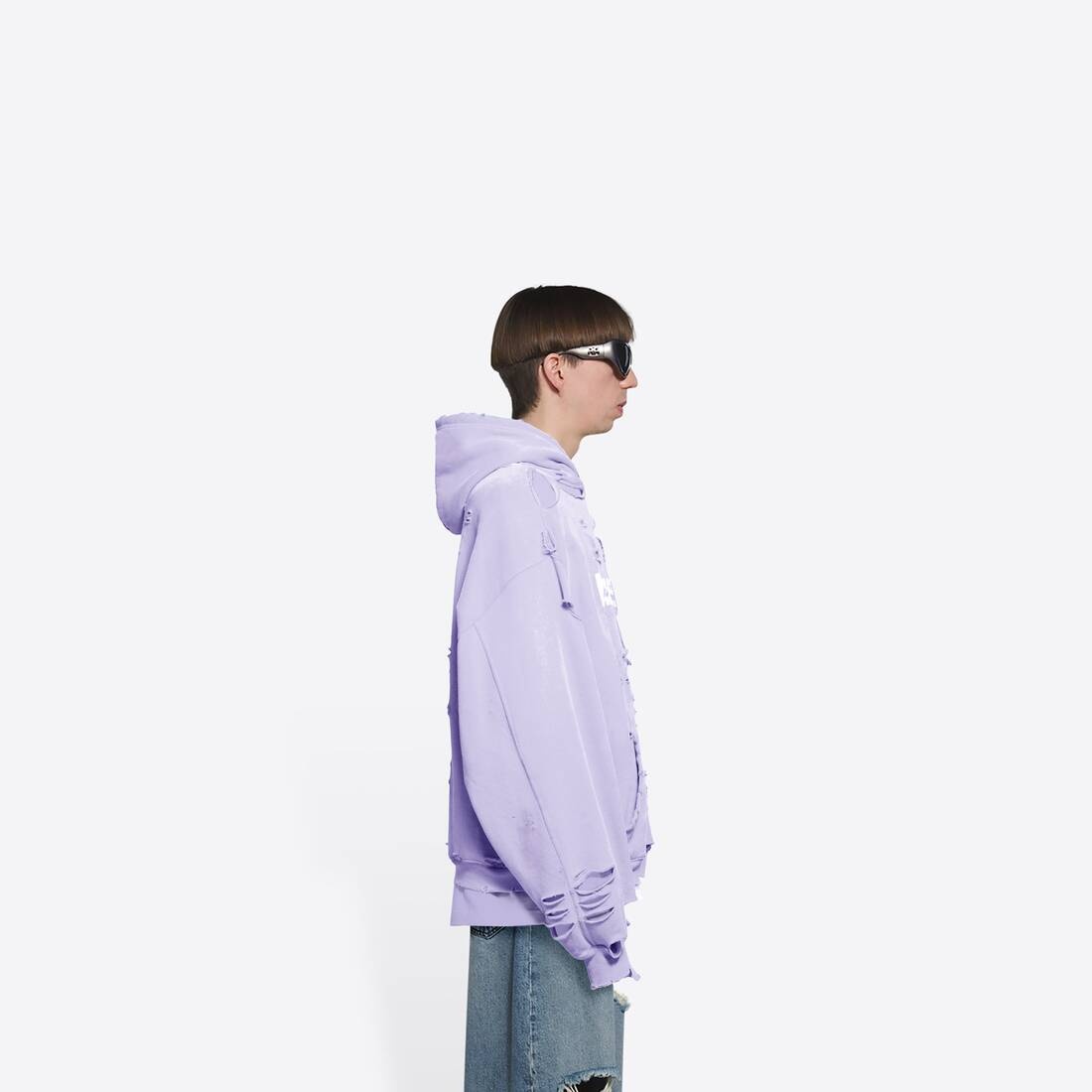 Destroyed Hoodie in Purple - 4