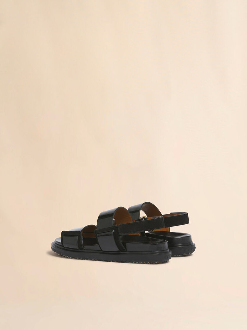 Marni BLACK LEATHER FUSSBETT DOUBLE-STRAP SANDAL outlook