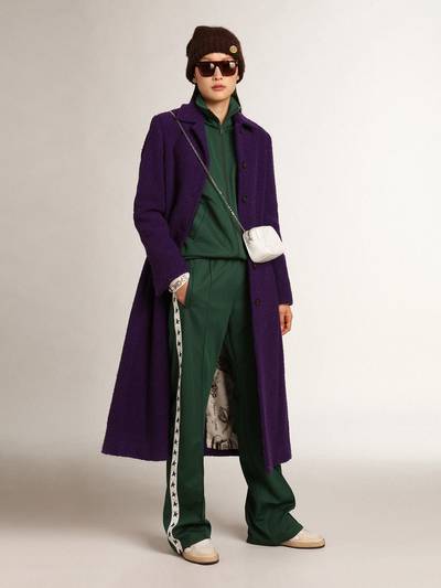 Golden Goose Women's coat in indigo purple wool with printed lining outlook
