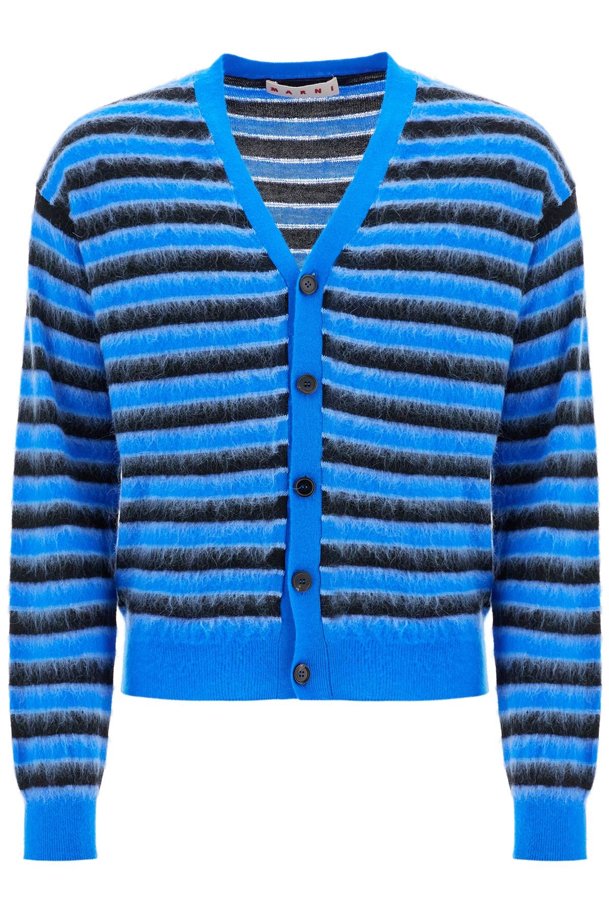 STRIPED WOOL AND MOHAIR CARDIGAN - 1