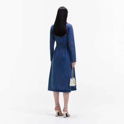 self-portrait Blue Denim Belted Midi Dress outlook