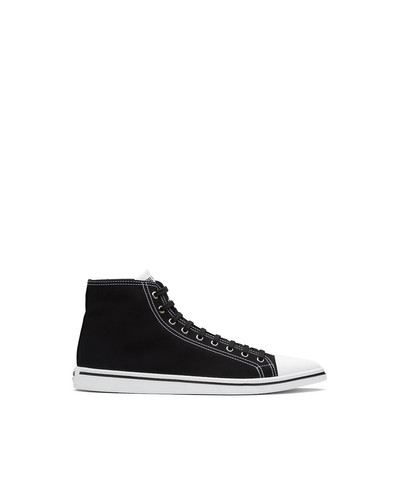 Prada Cotton gabardine pointy high-top sneakers outlook