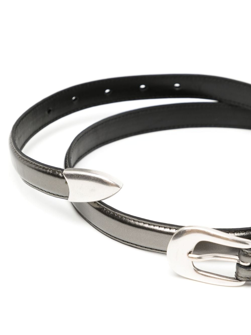 metallic-effect leather belt - 2