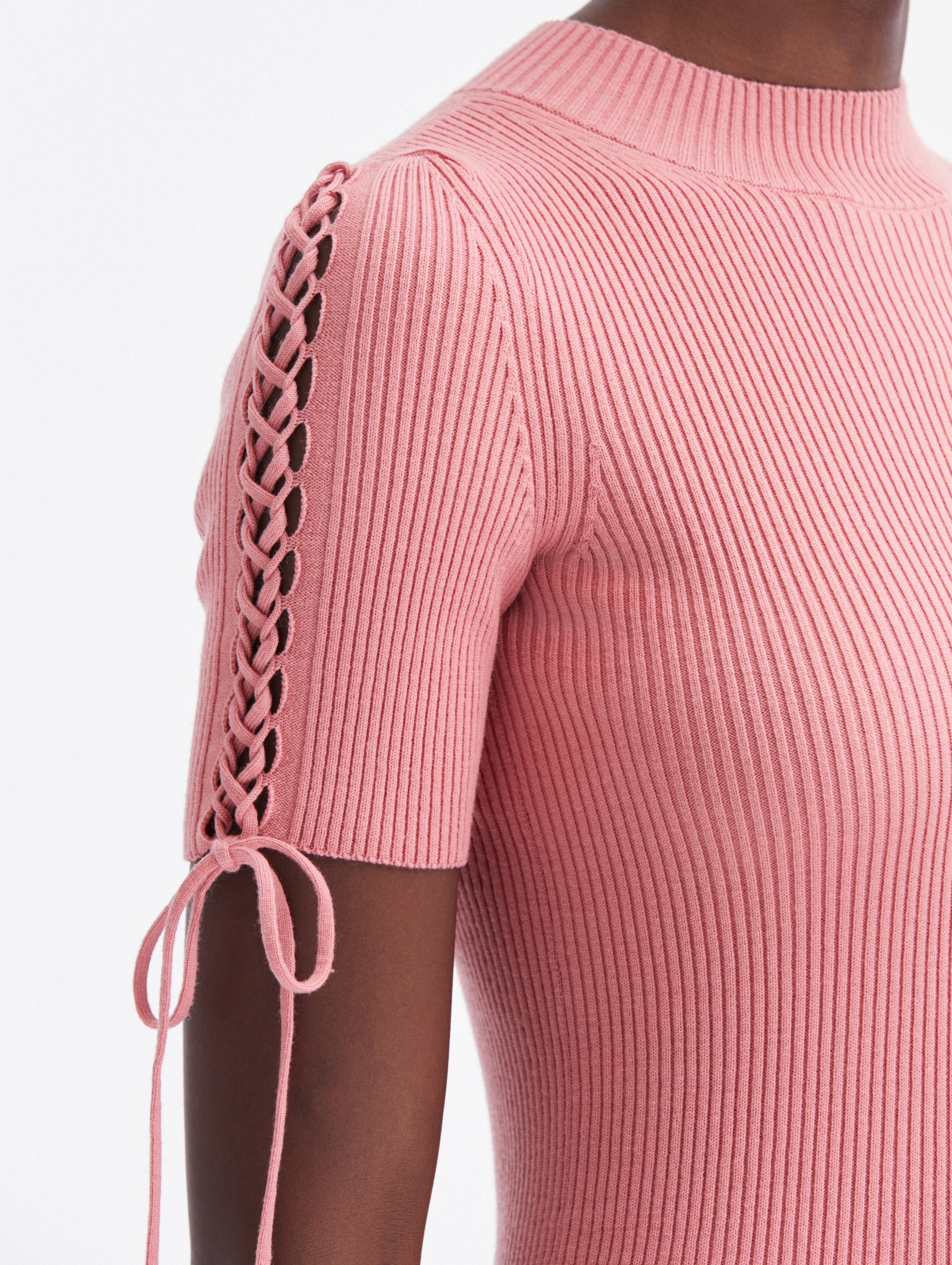 TIE DETAIL RIBBED PULLOVER - 5