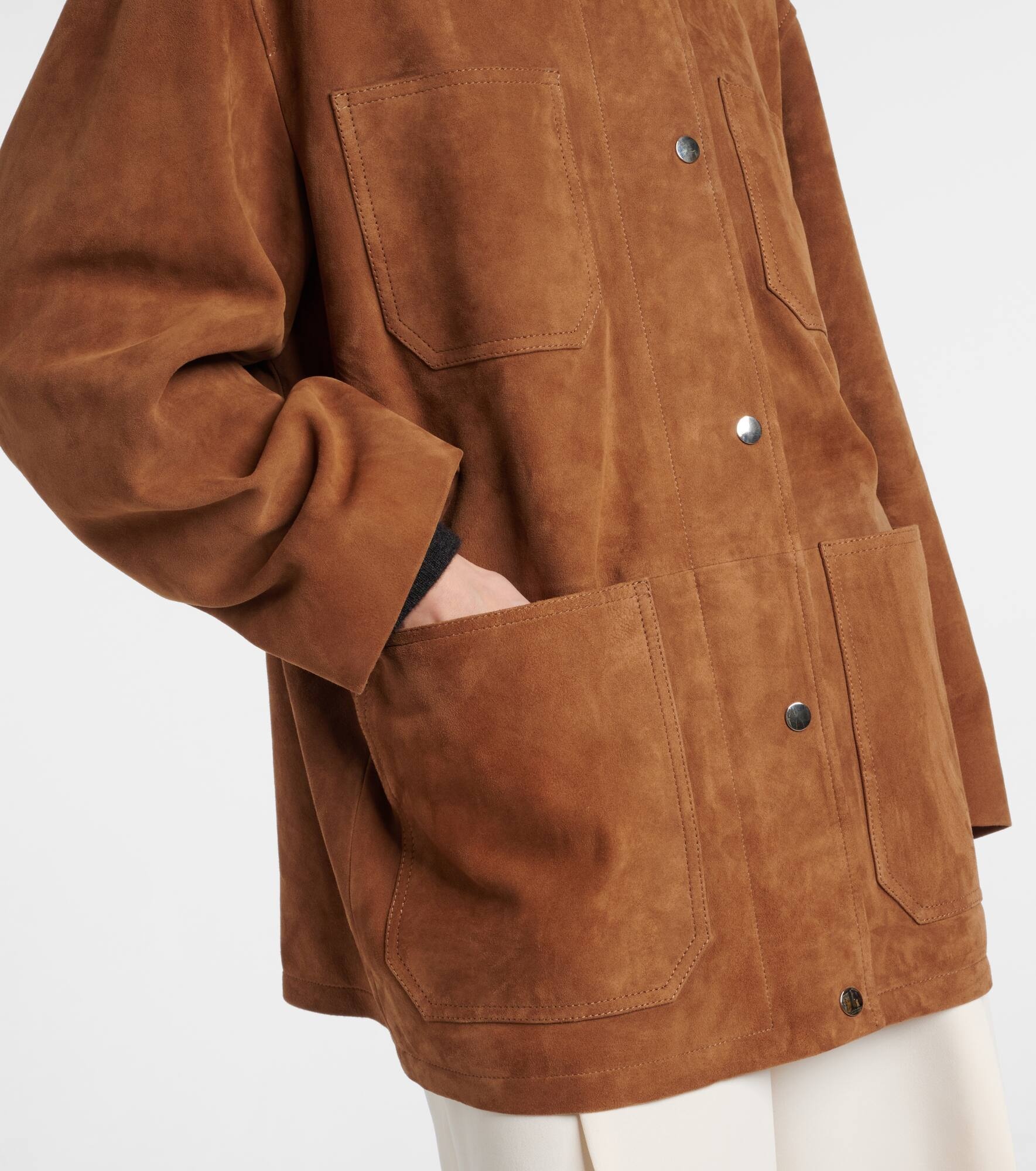 Barn leather-trimmed suede jacket - 5