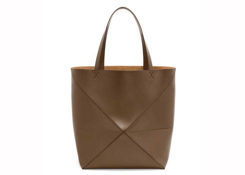 Loewe LOEWE Large Puzzle Fold Tote in Shiny Calfskin Umber outlook
