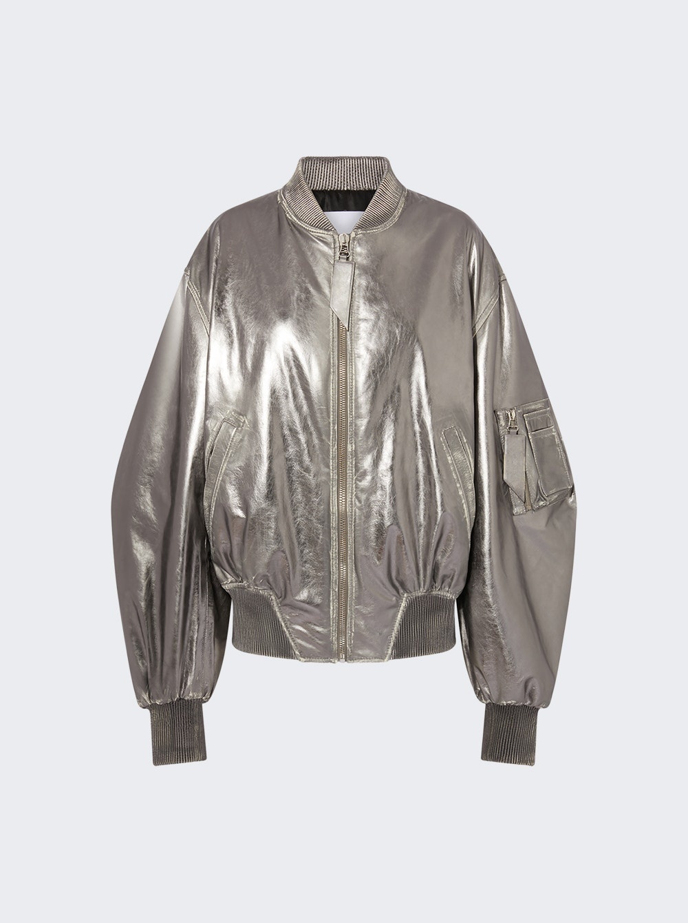 Metallic Bomber Jacket Silver - 1