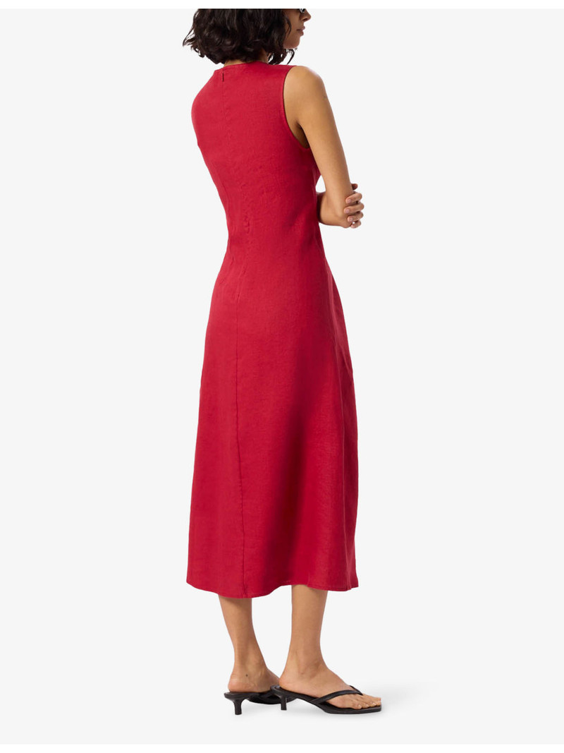 Bias-Cut Sleeveless Linen Midi Dress 4
