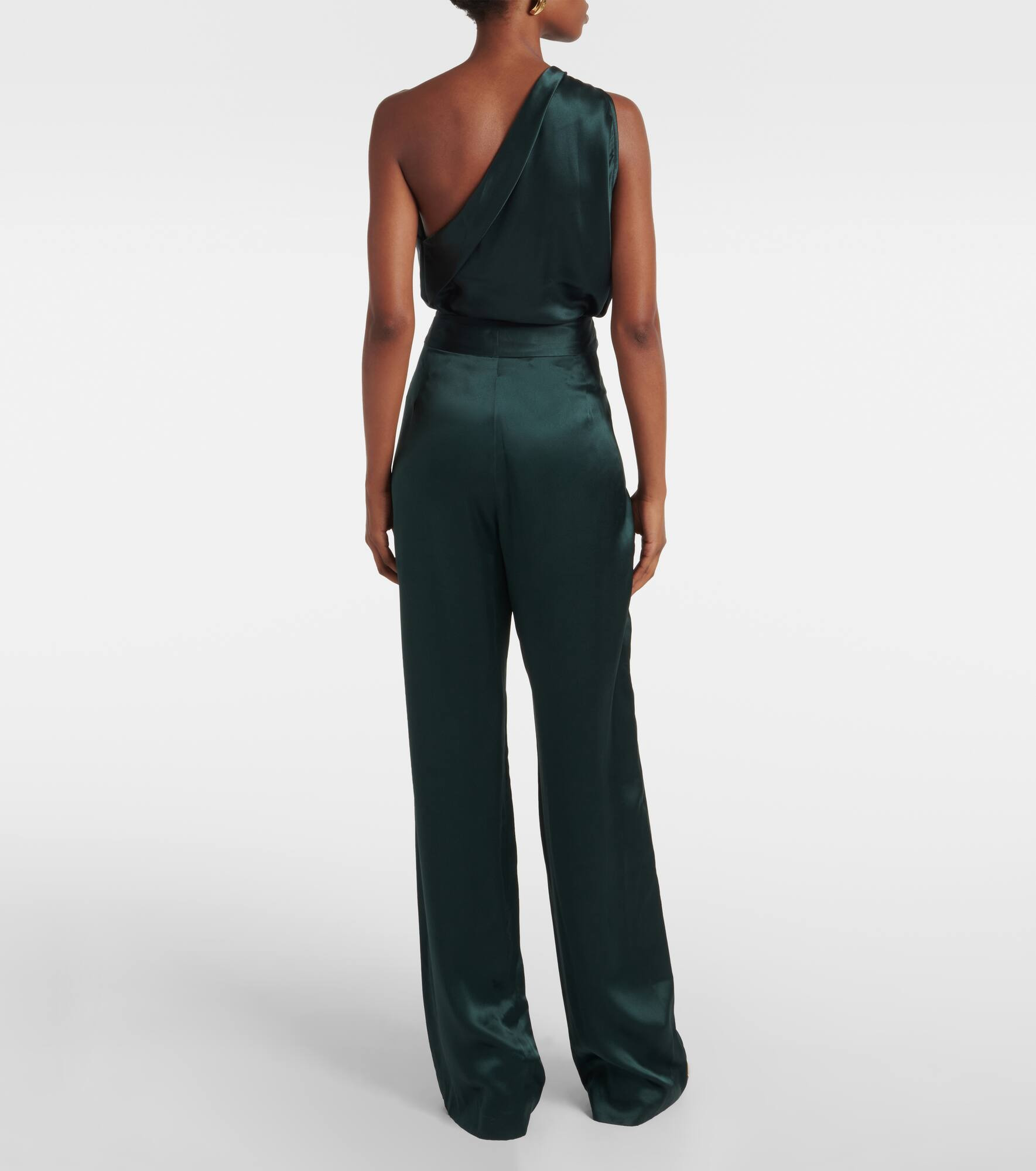 Pleated silk charmeuse wide-leg pants - 3