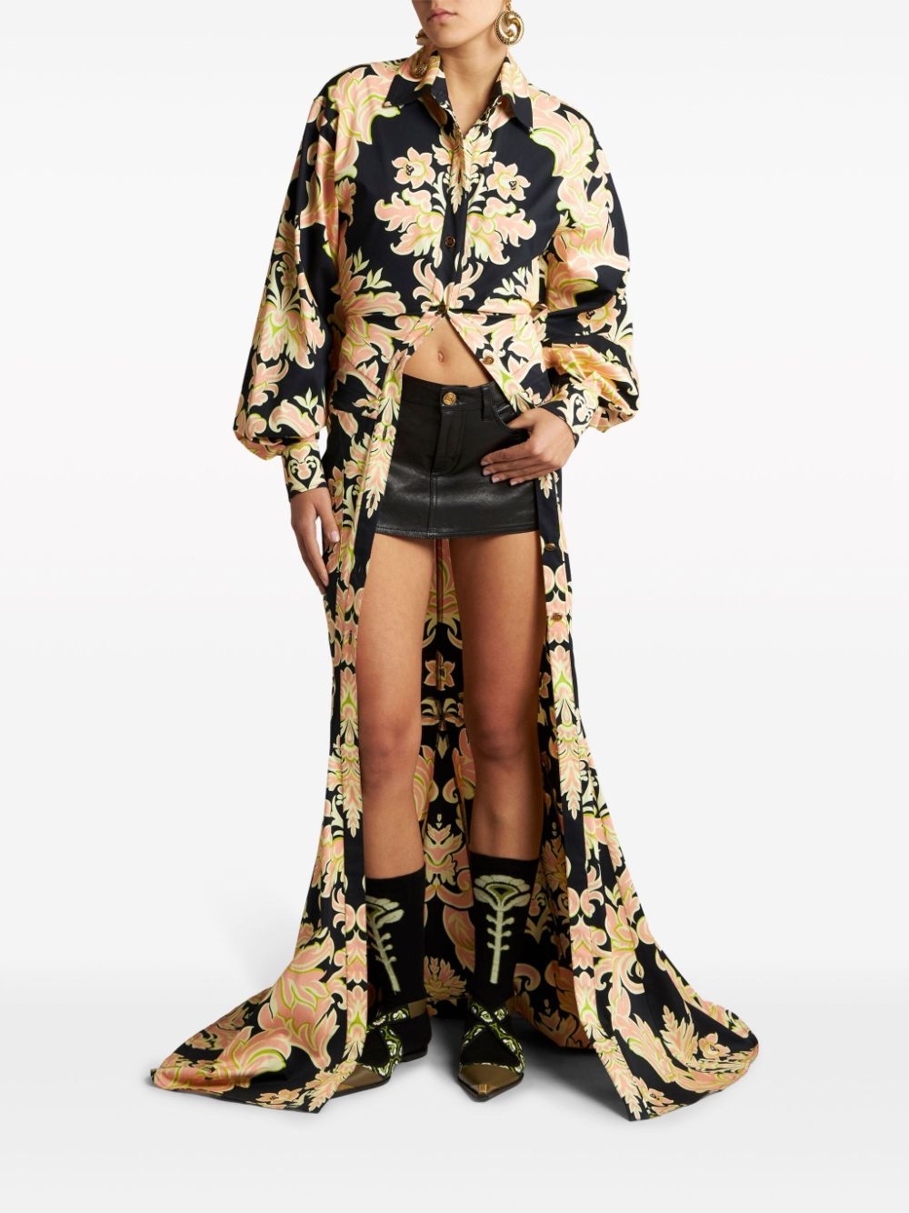 paisley-print ruched gown - 2