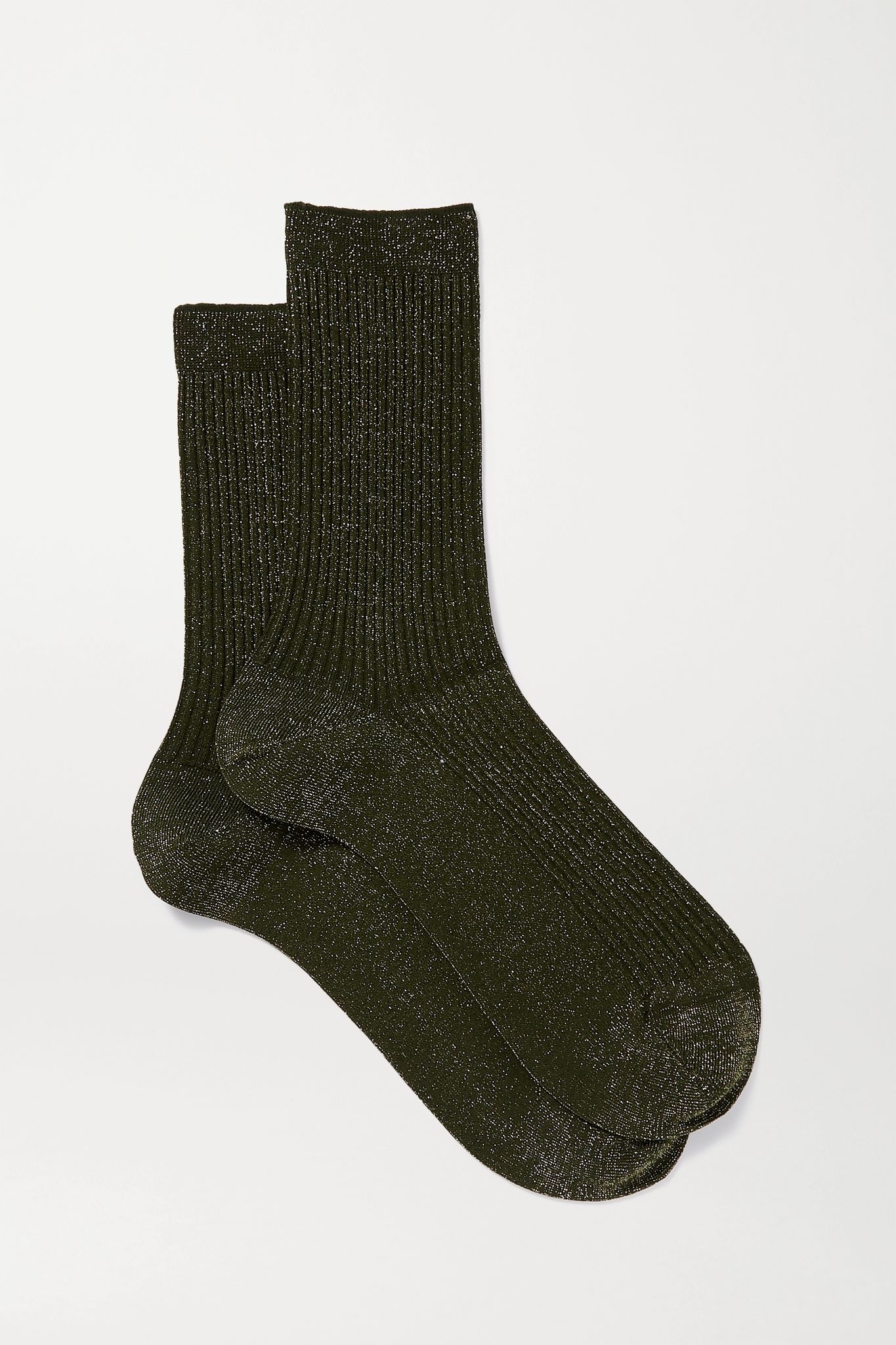 Metallic ribbed-knit socks - 1