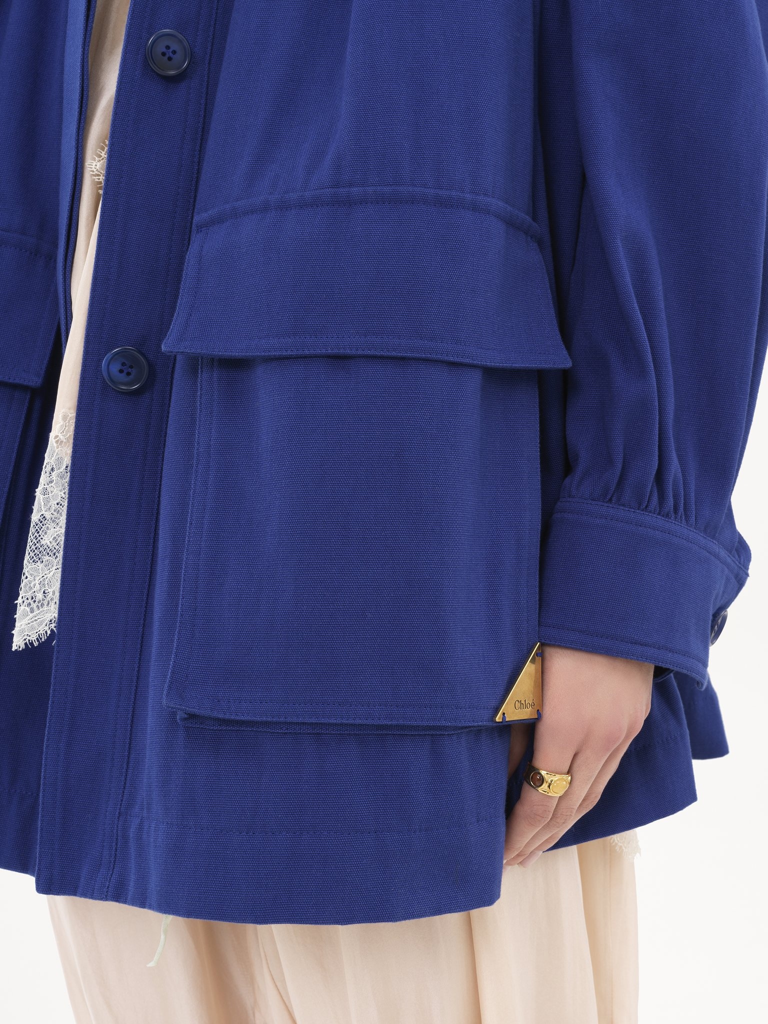 HIGH-NECK UTILITARIAN JACKET IN COTTON CANVAS - 6