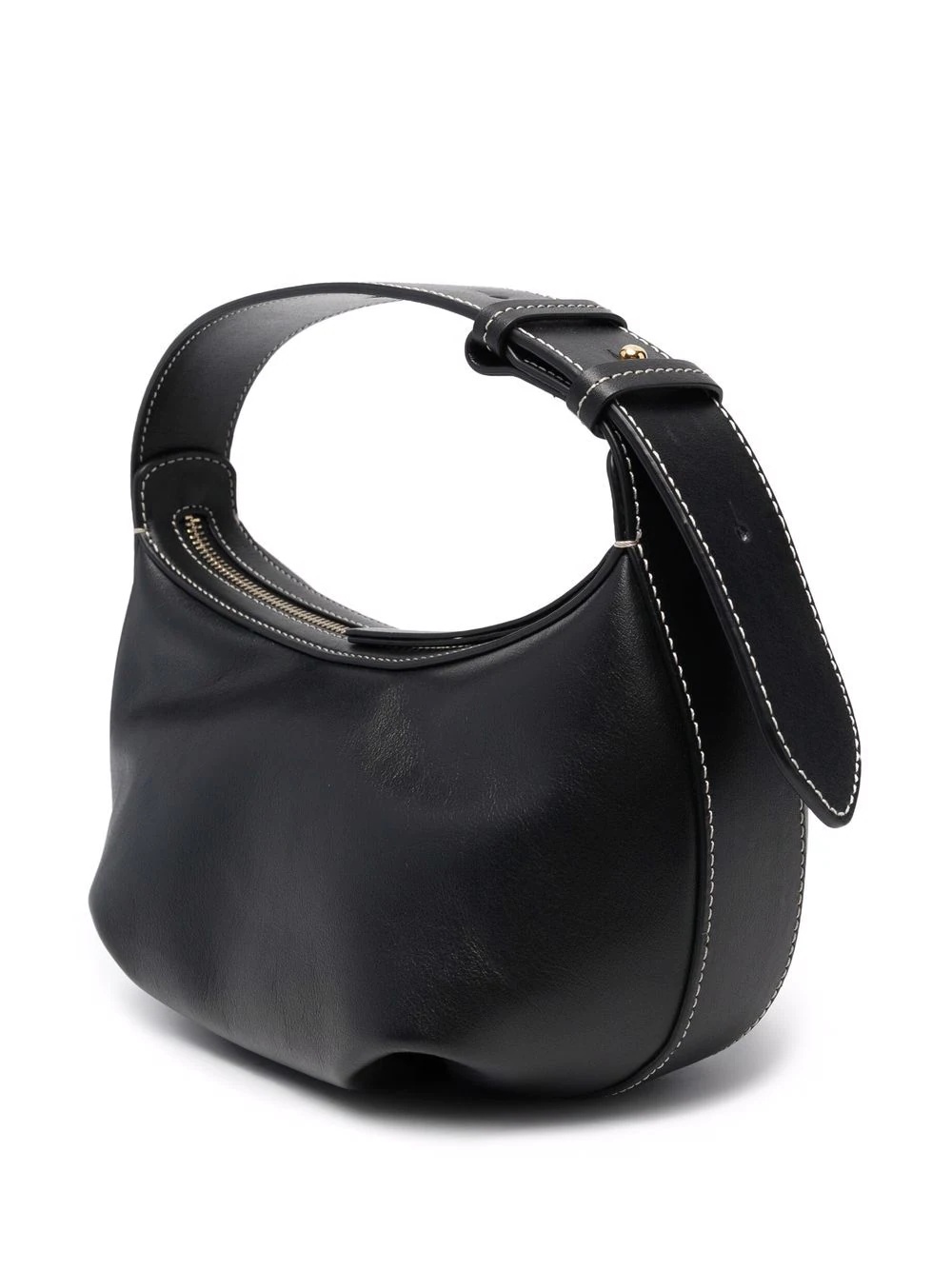 curved leather tote bag - 3