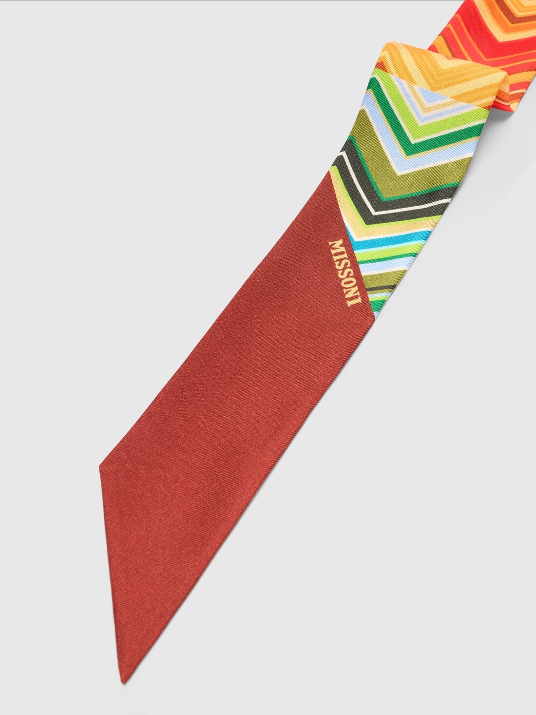 Silk zig zag bandeau scarf with logo - 2