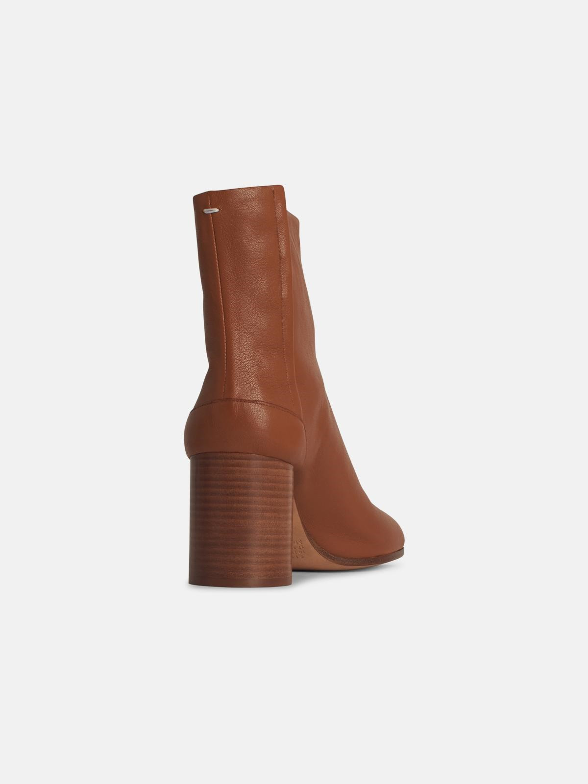 'TABI' BROWN LEATHER ANKLE BOOTS - 3