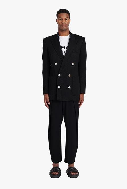 Black eco-designed crepe blazer with Balmain monogram - 4