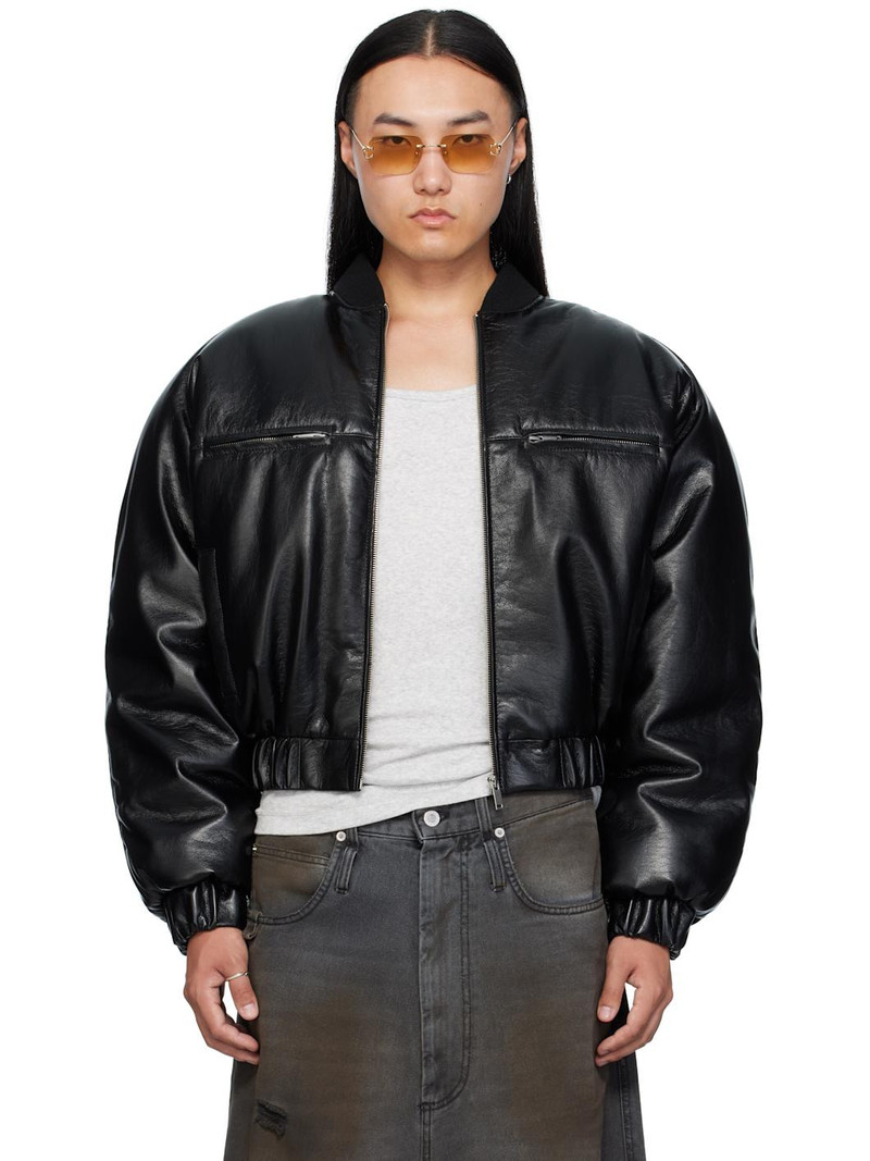 Black Riot Faux-Leather Bomber Jacket 1