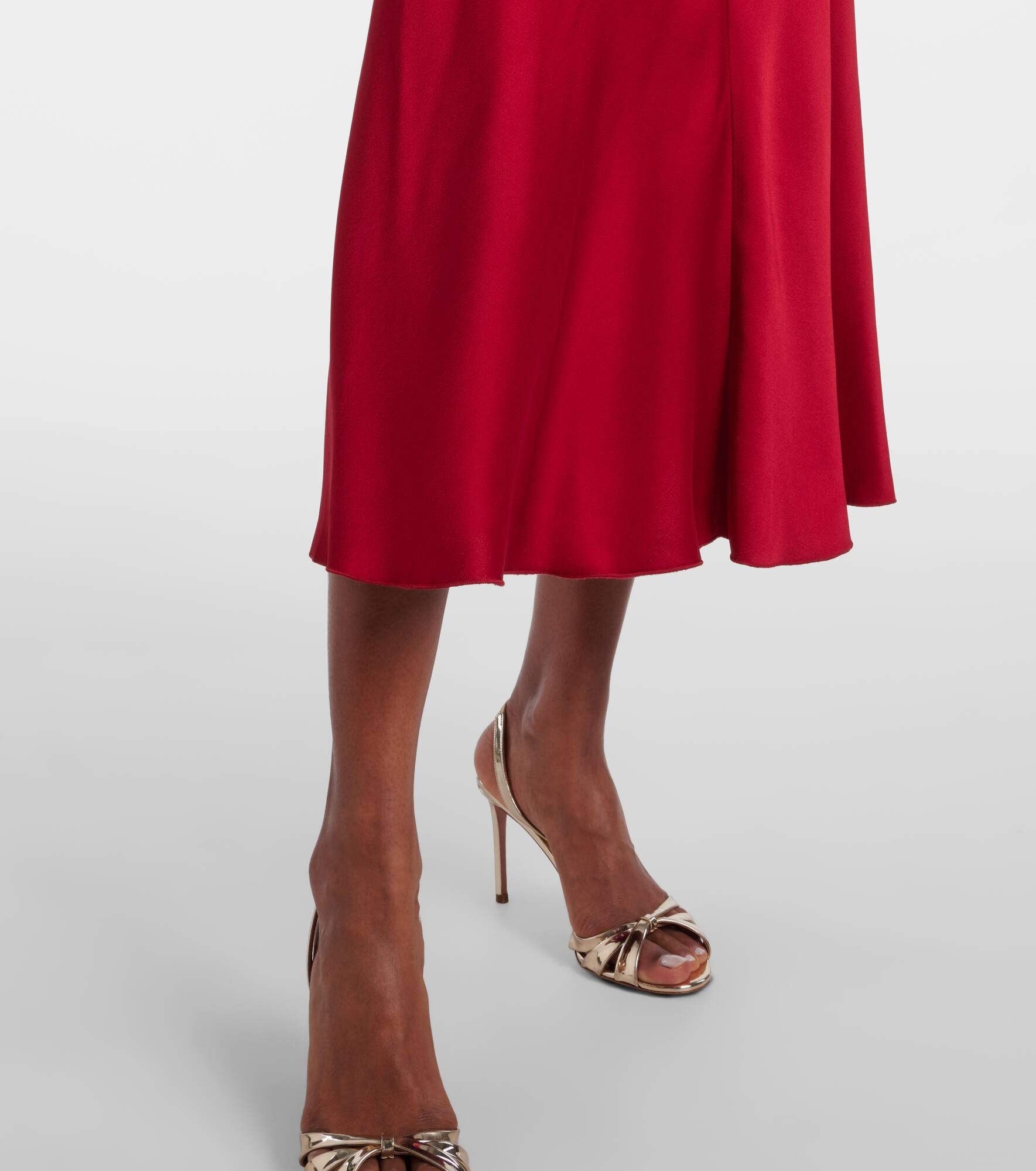 Gathered crêpe satin midi dress - 6