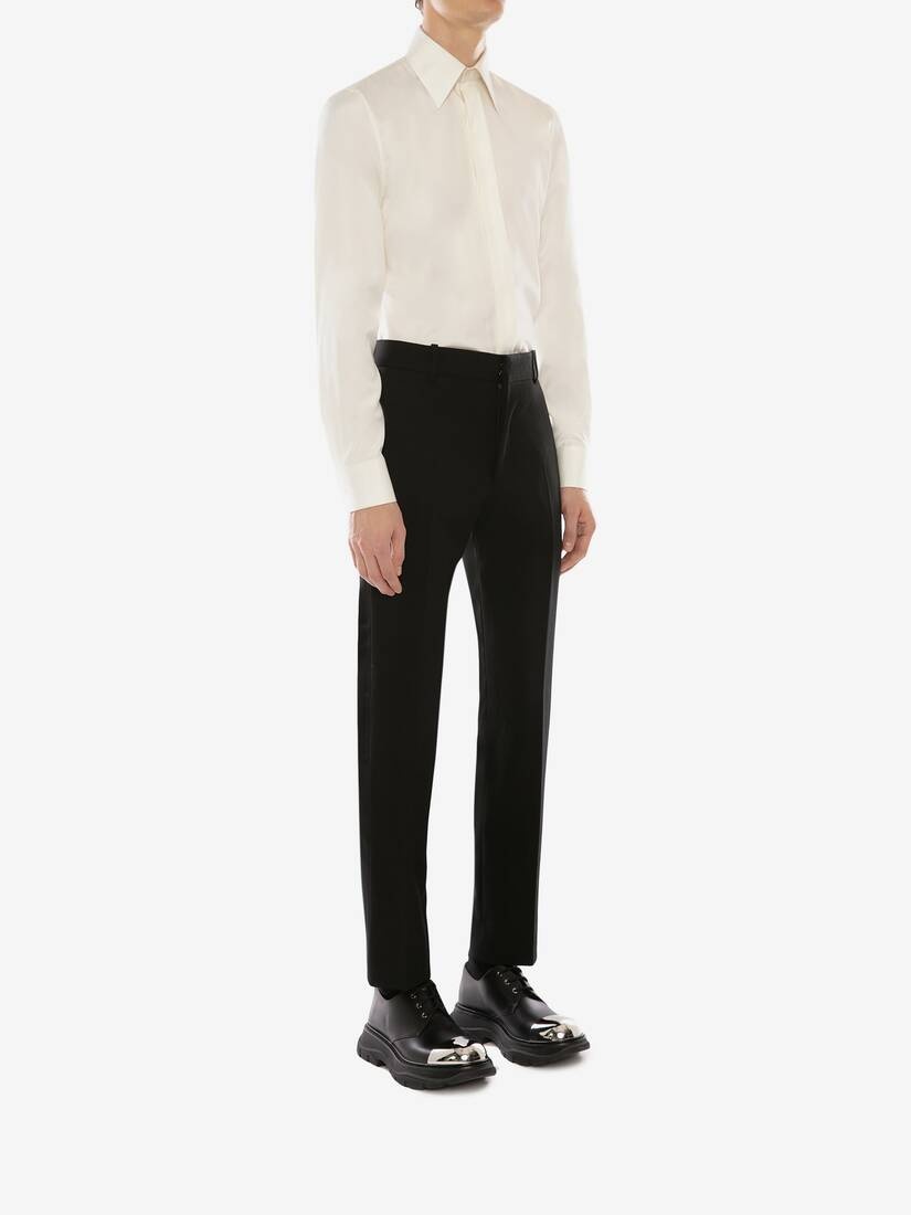 Wool Gabardine Cigarette Pants in Black - 4
