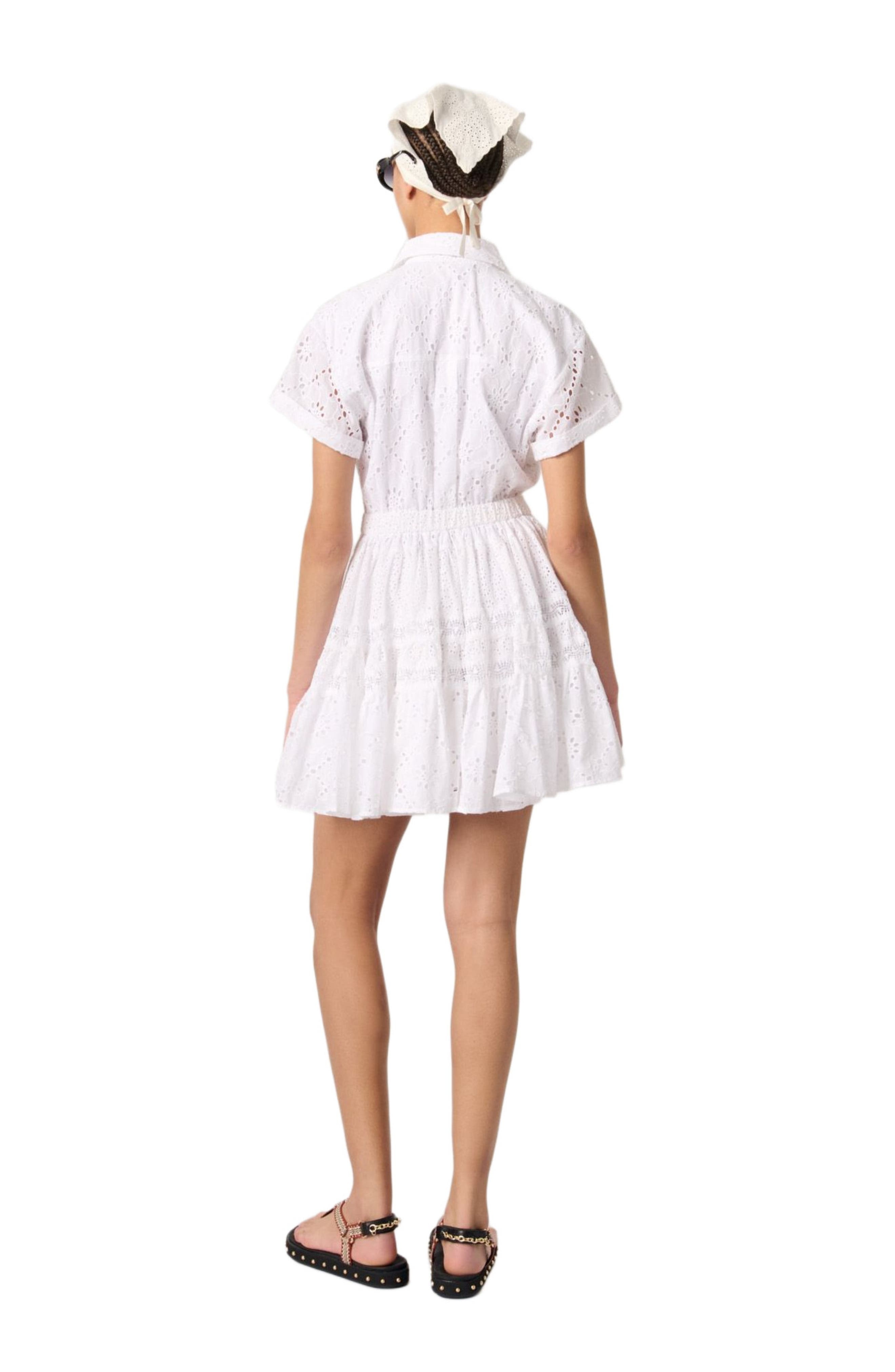 maje Embroidered babydoll dress in White at Nordstrom - 3