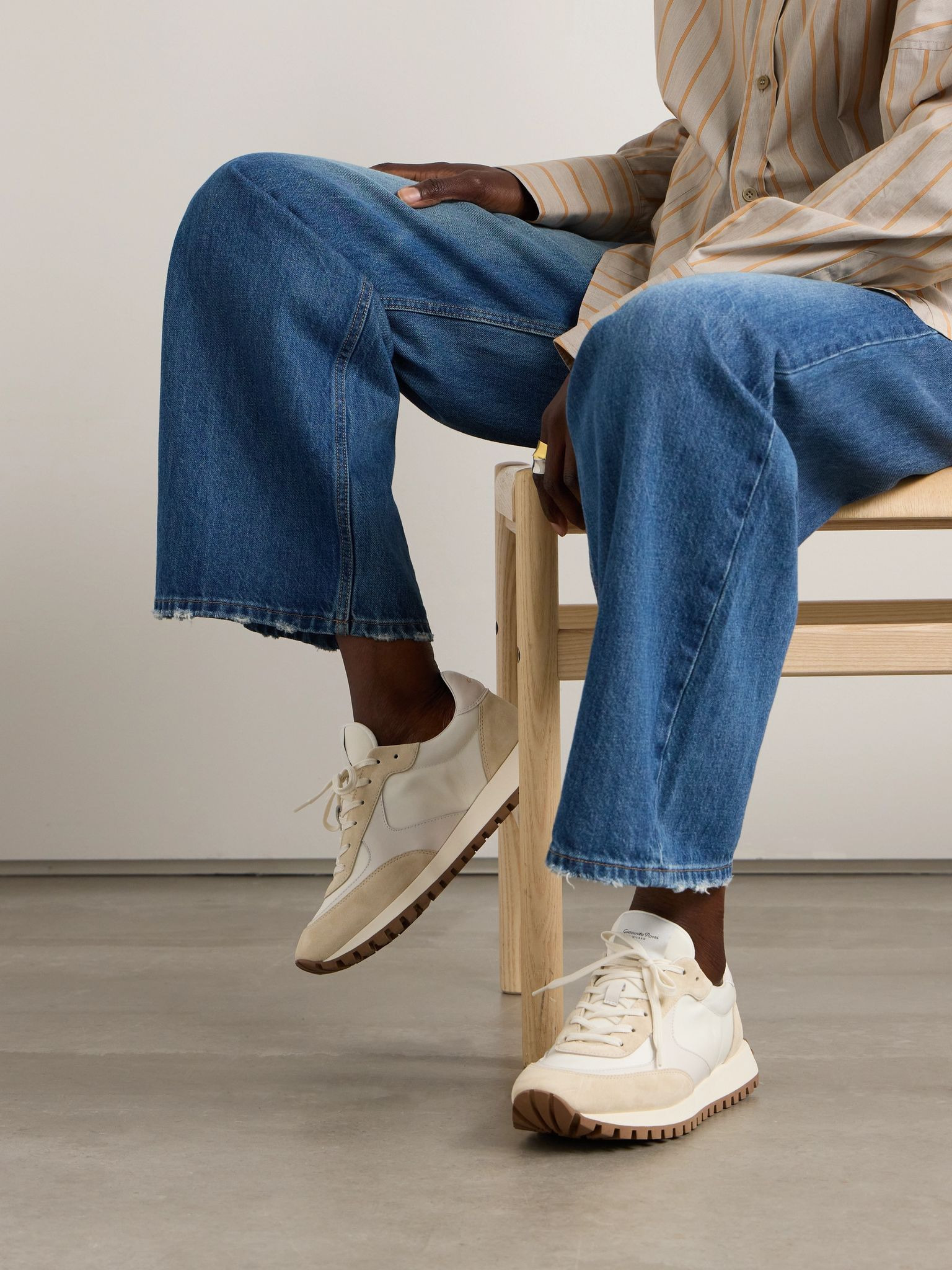 Gravel suede, leather and shell sneakers Off-white - 2