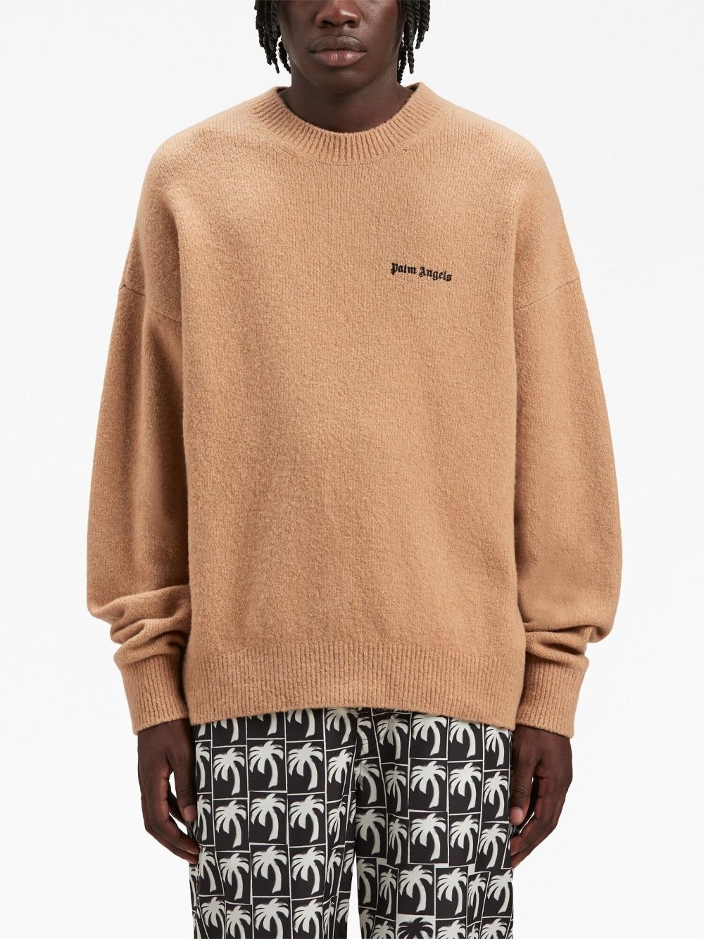 logo-embroidered wool-blend jumper - 3